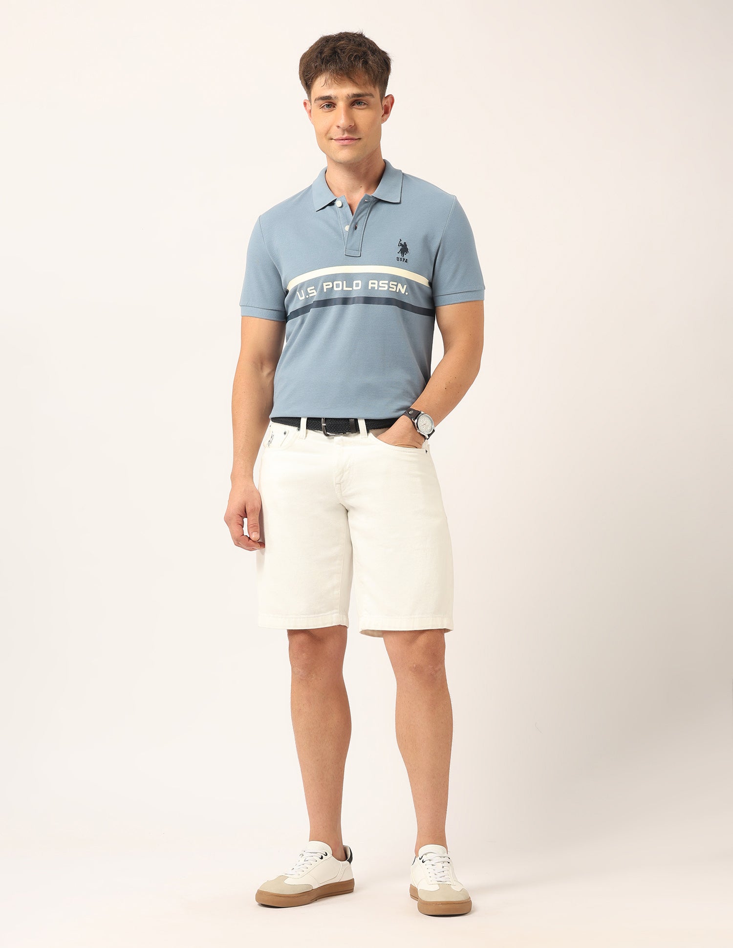 Brand Printed Muscle Fit Polo Shirt Blue - U.S. Polo Assn. India | Large
