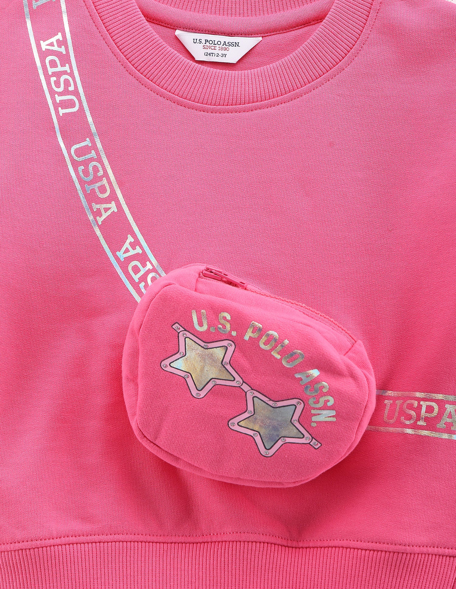 Girls Brand Print Sweatshirt Pink - U.S. POLO ASSN. | Large