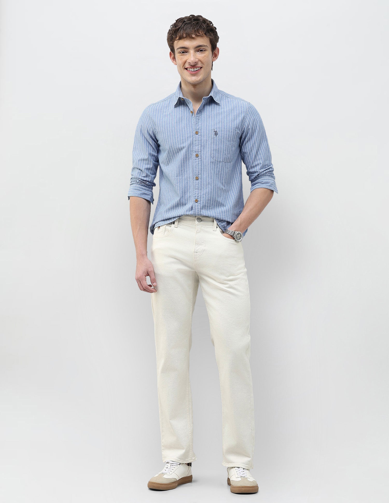 Vertical Striped Regular Fit Shirt Indigo - U.S. Polo Assn. India | Large