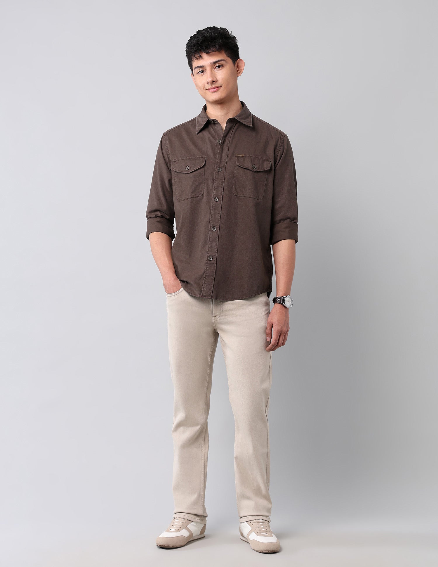 Comfort Fit Twill Shirt Choco - U.S. POLO ASSN. | Large