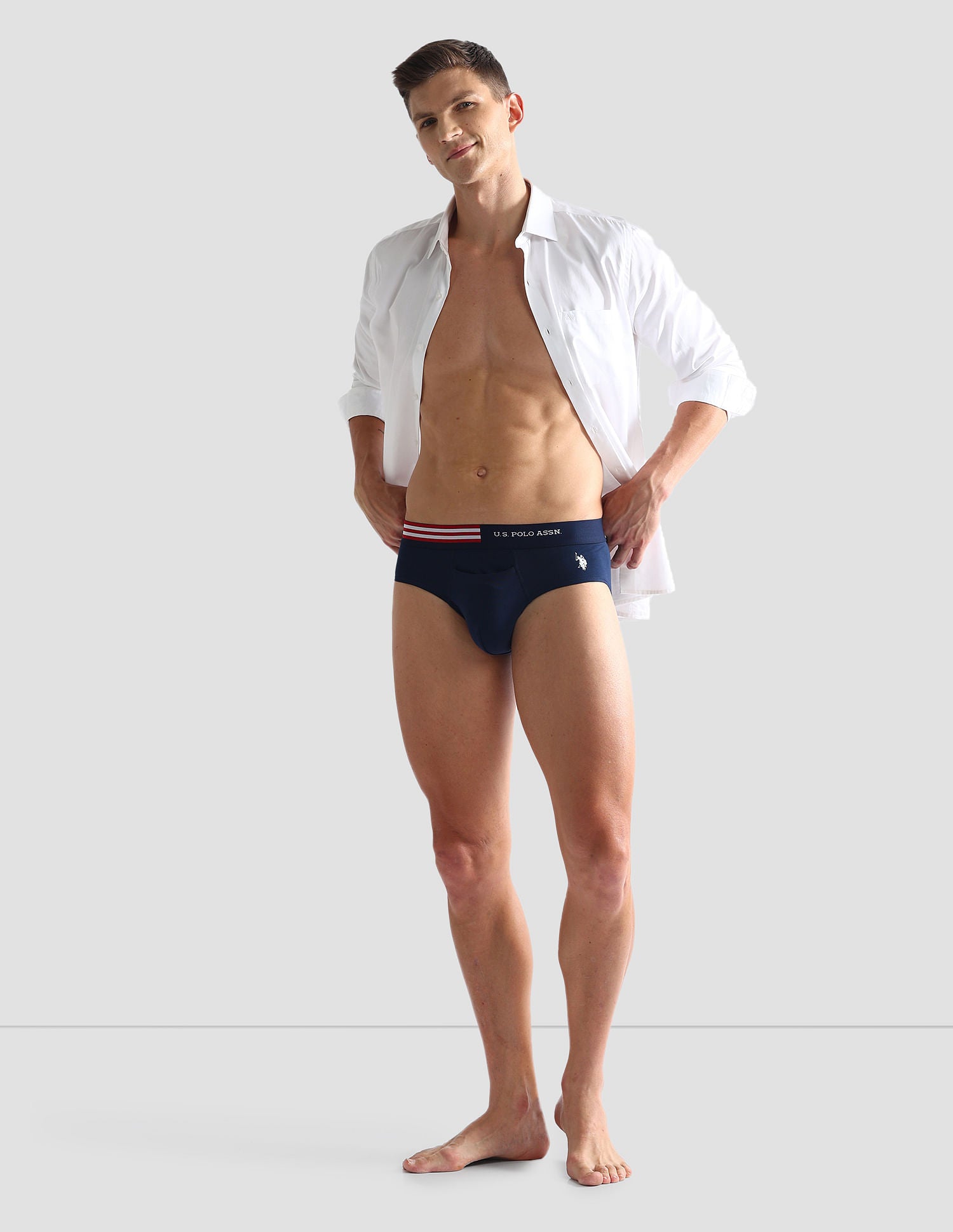 Flag Waist Single Jersey OEB06 Briefs - Pack Of 2 Navy and Blue - U.S. POLO ASSN. | Large