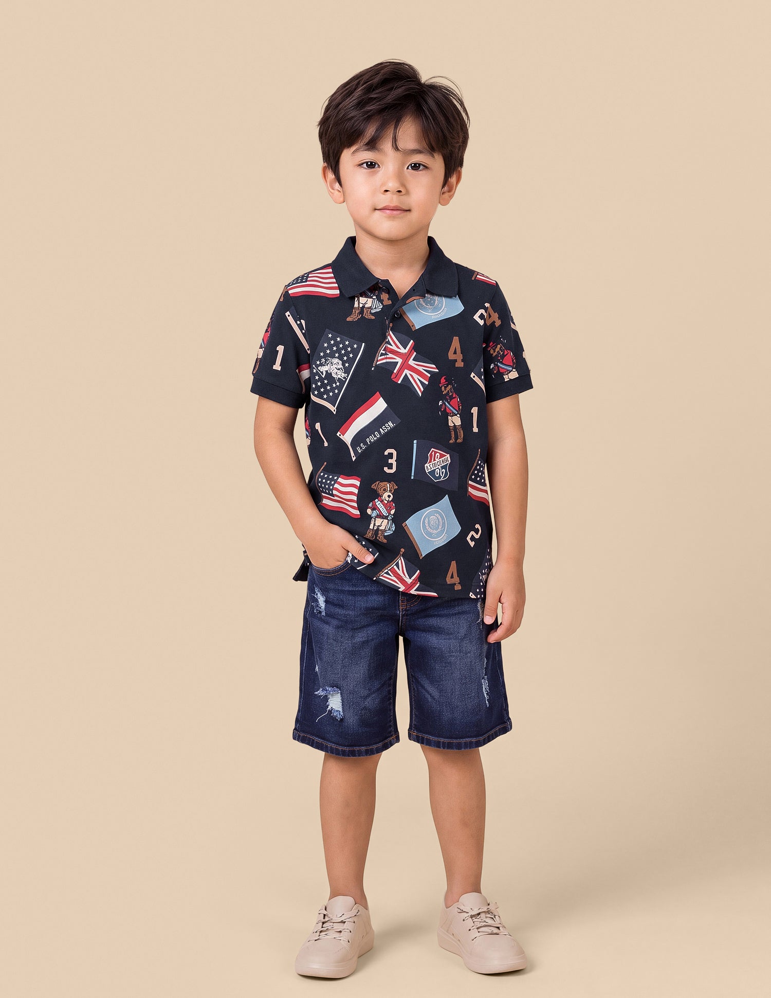 Graphic Brand Printed Regular Fit Polo Shirt Navy - U.S. Polo Assn. India | Large