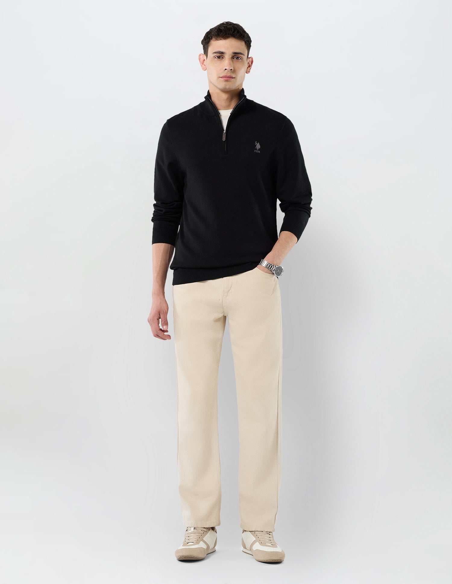 Solid Regular Fit Sweater Black - U.S. POLO ASSN. | Large