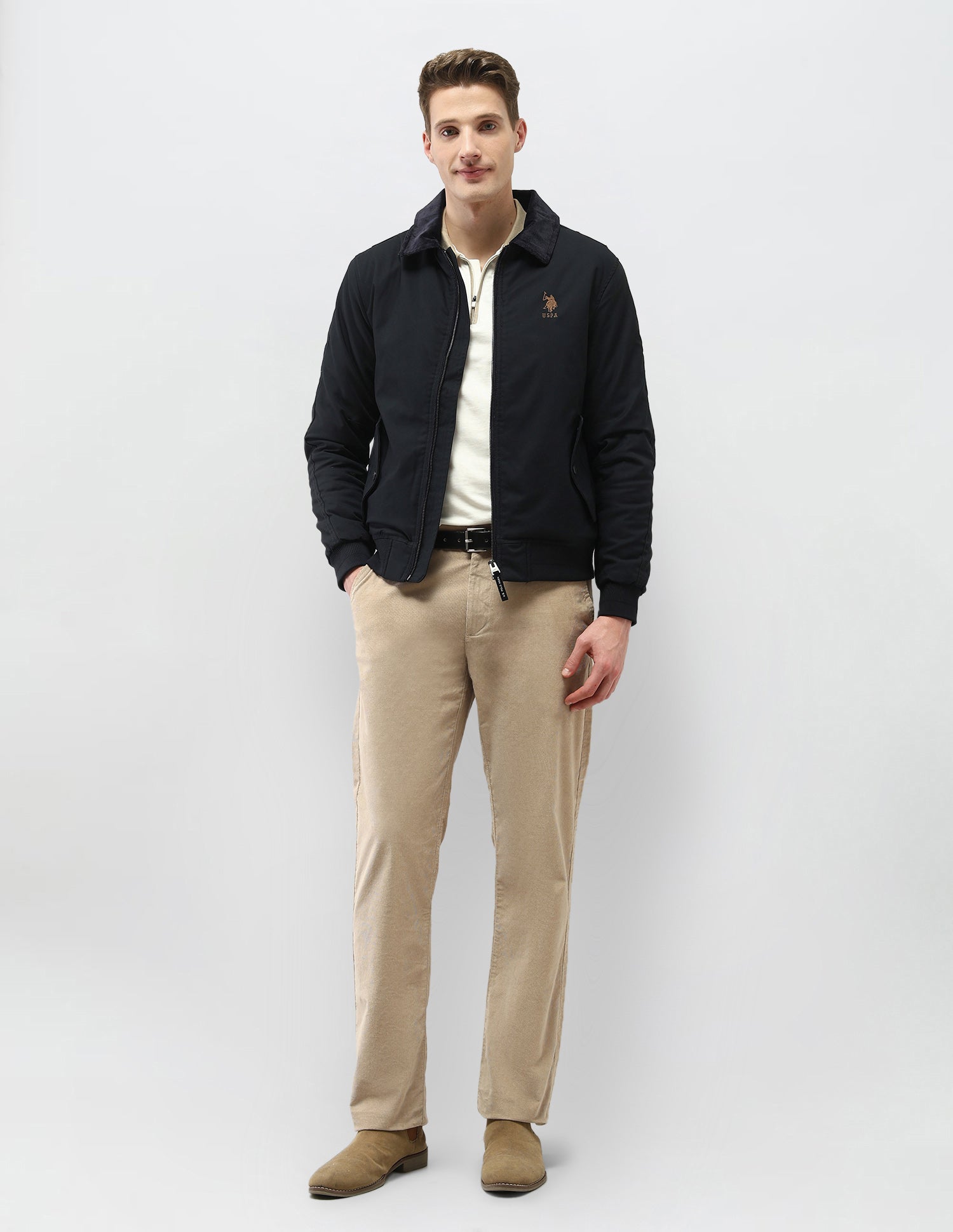 Solid Regular Fit Casual Jacket Black - U.S. Polo Assn. India | Large