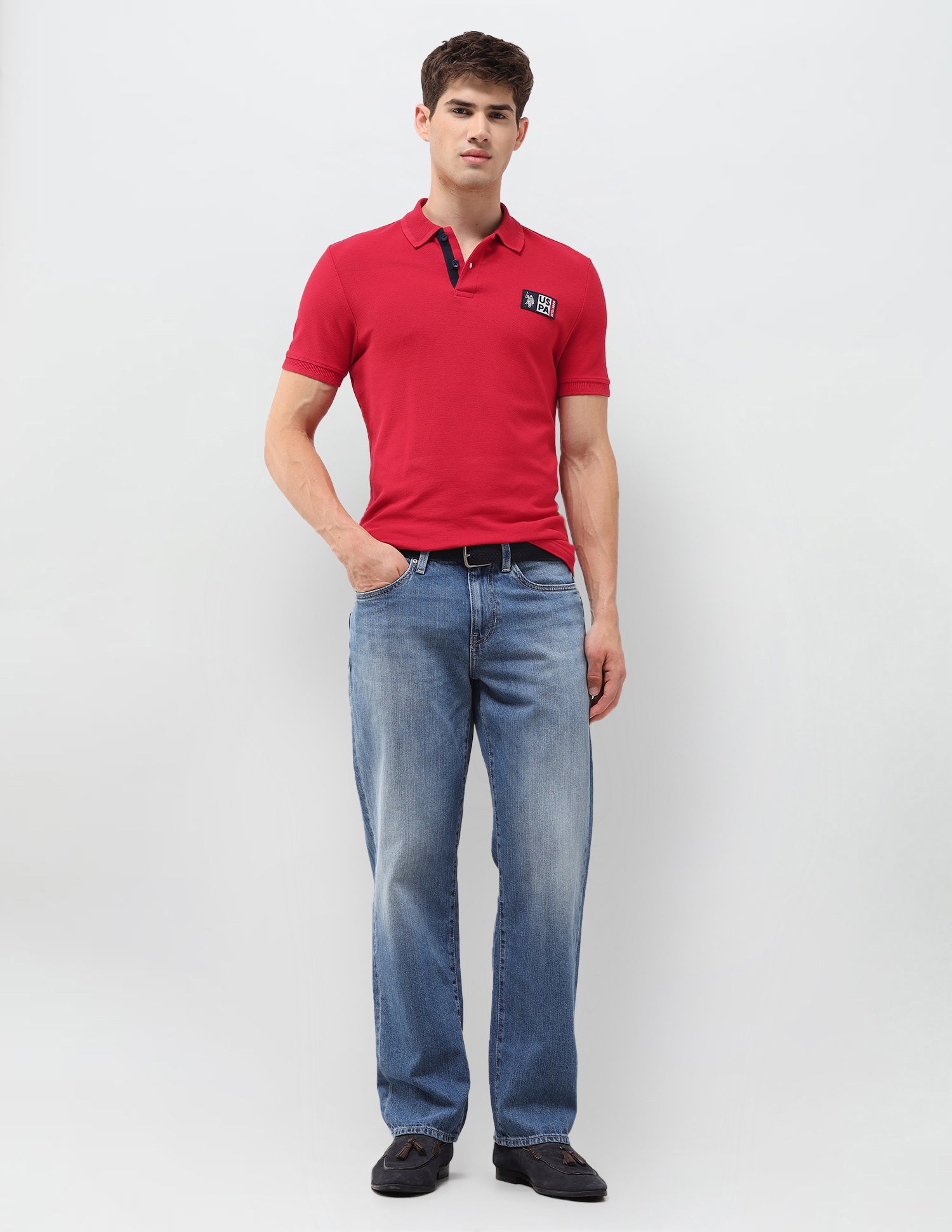 Solid Muscle Fit Polo Shirt Red - U.S. Polo Assn. India | Large