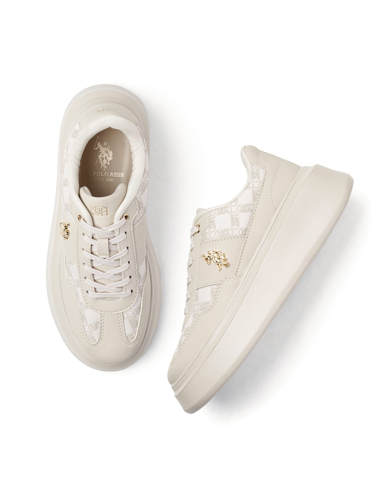 Women Brand Print Marlene Sneakers Nude - U.S. Polo Assn. India | Large