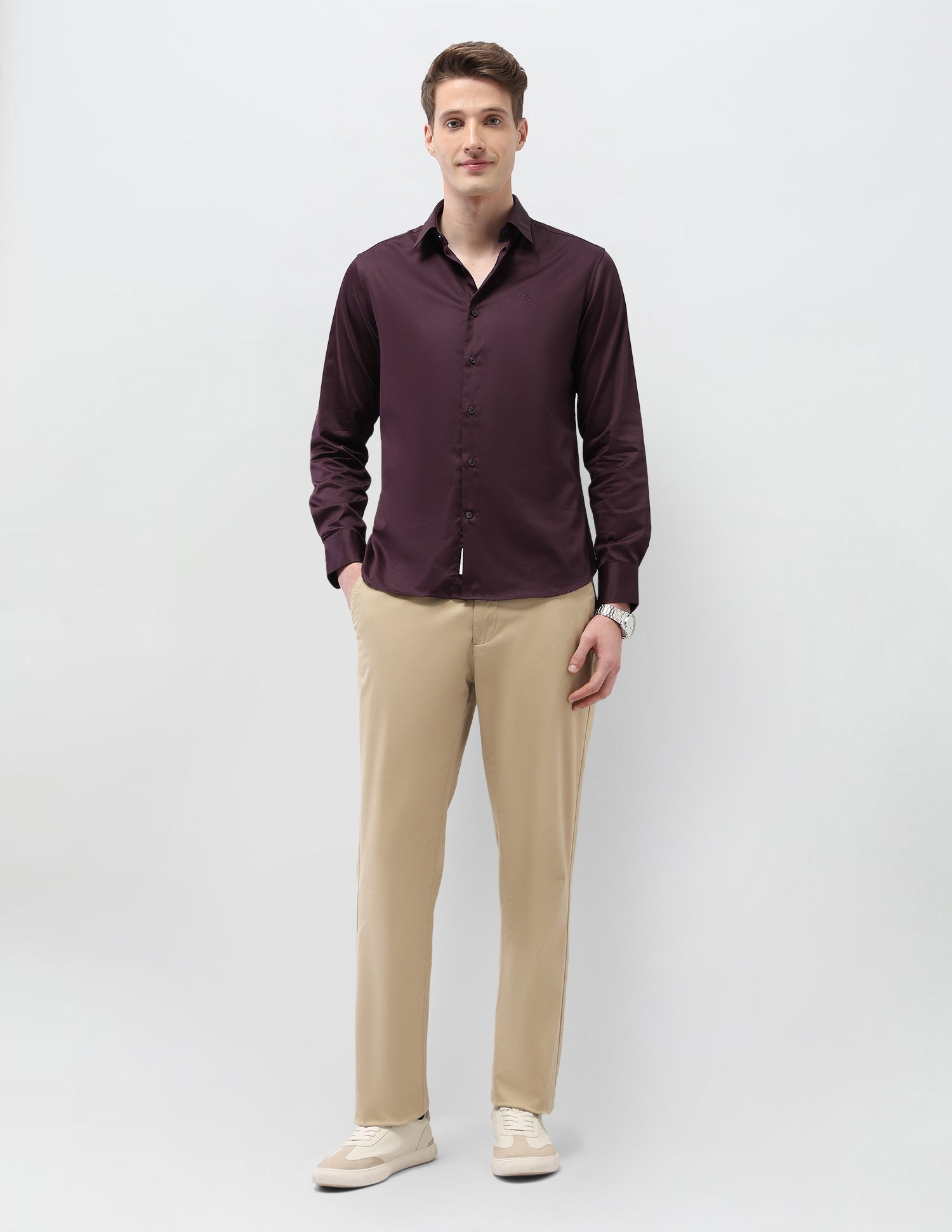 Solid Tailored Fit Shirt Wine - U.S. Polo Assn. India | Large