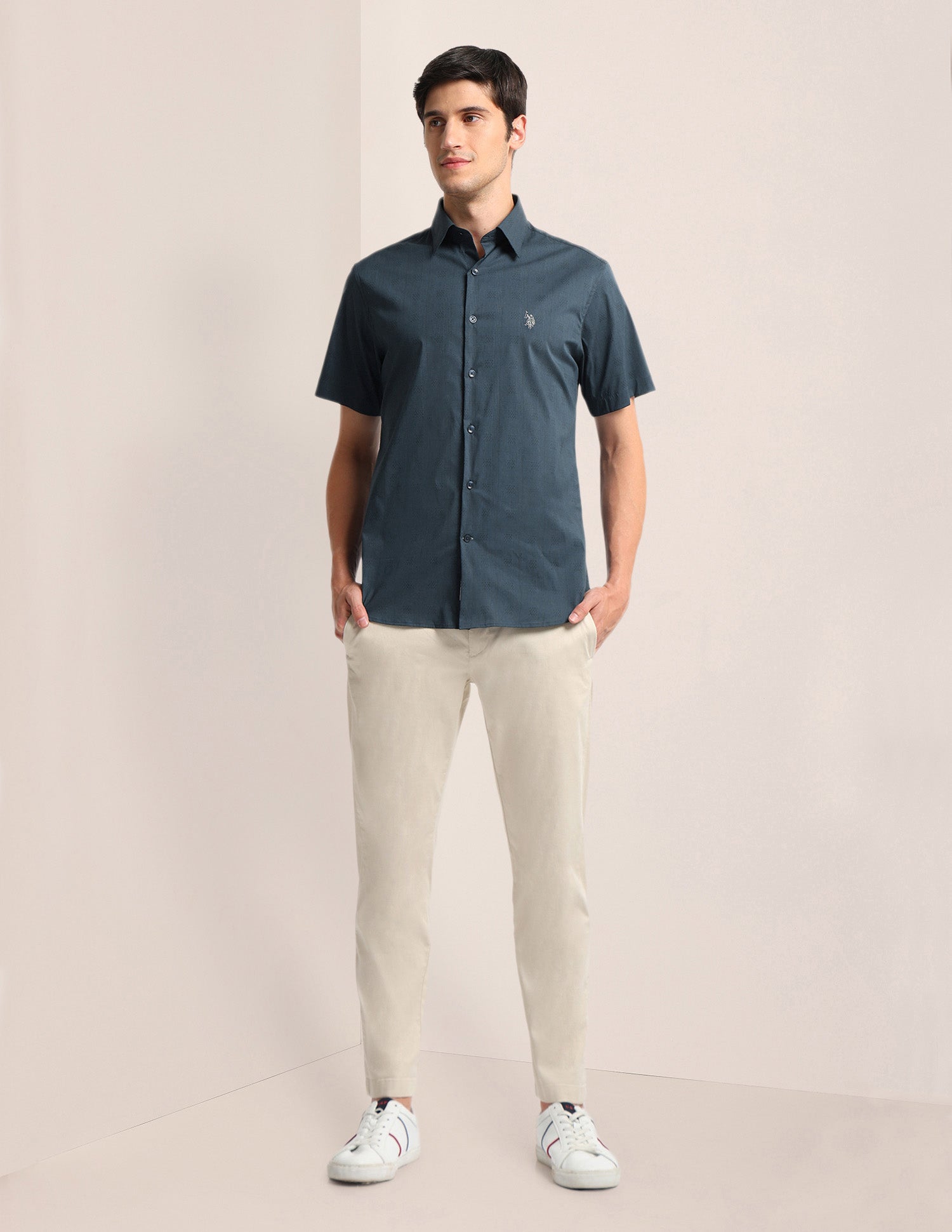 Tailored Fit Check Shirt Teal - U.S. Polo Assn. India | Large