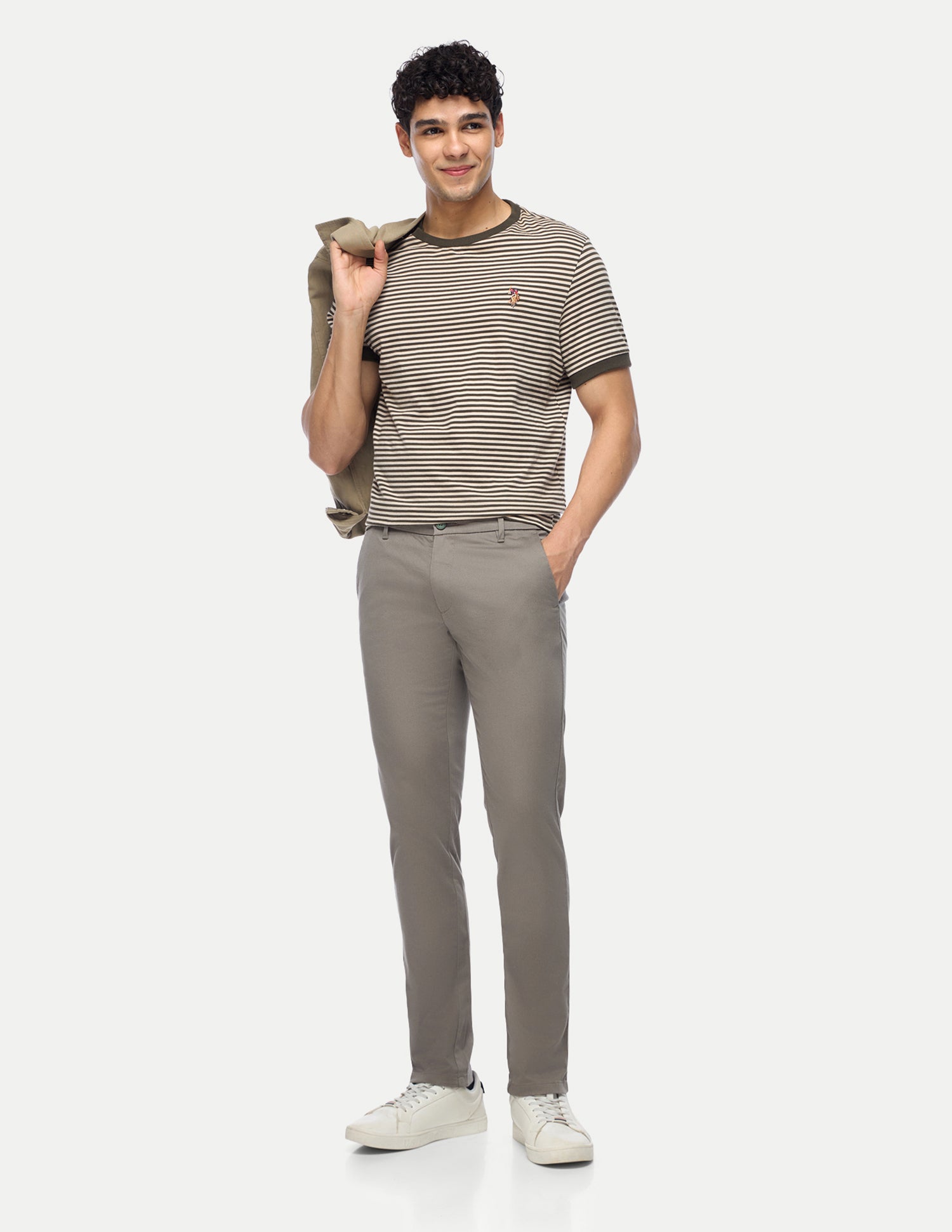 Denver Slim Fit Satin Trousers Grey - U.S. Polo Assn. India | Large