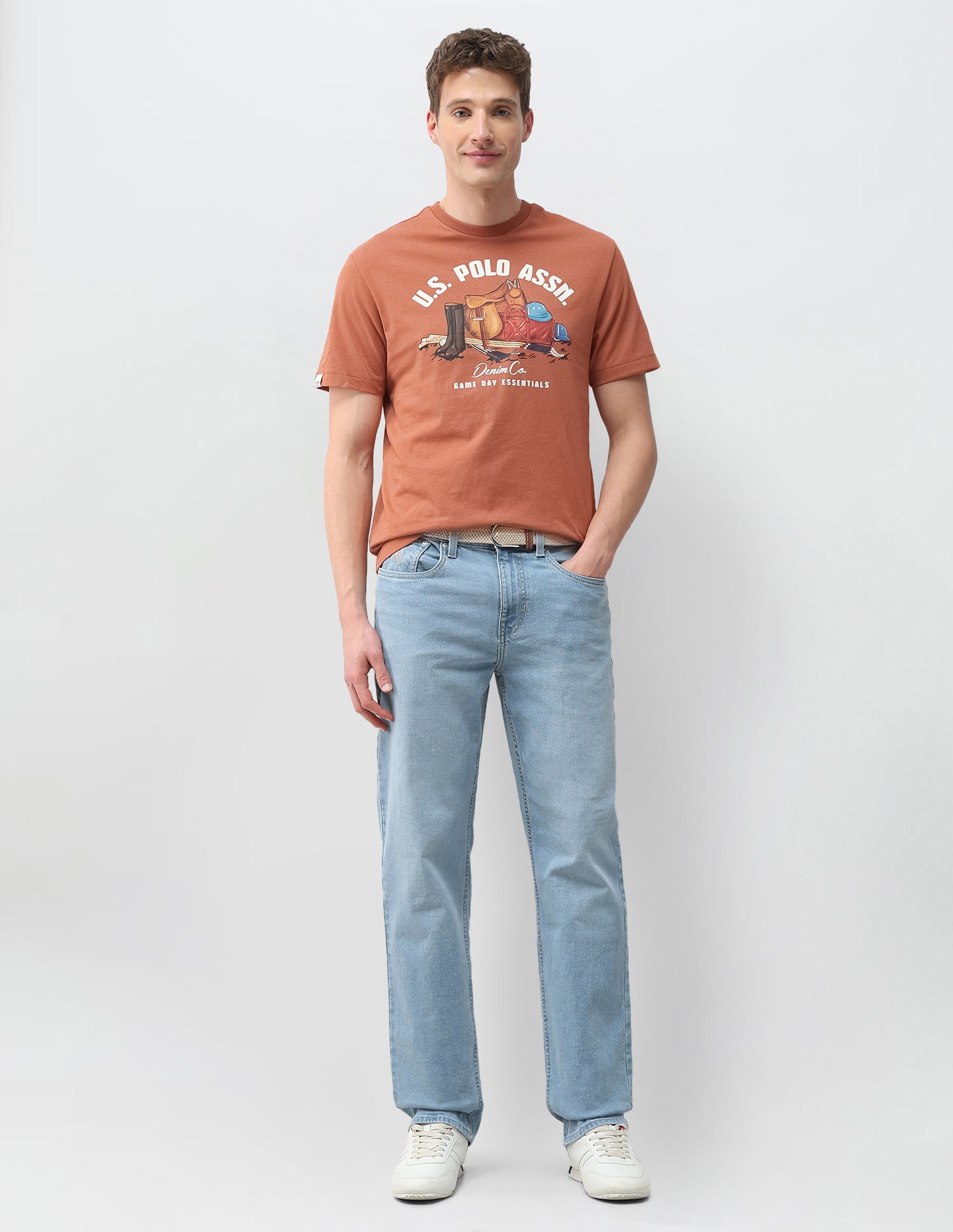 Graphic Brand Printed Slim Fit T-Shirt Orange - U.S. Polo Assn. India | Large