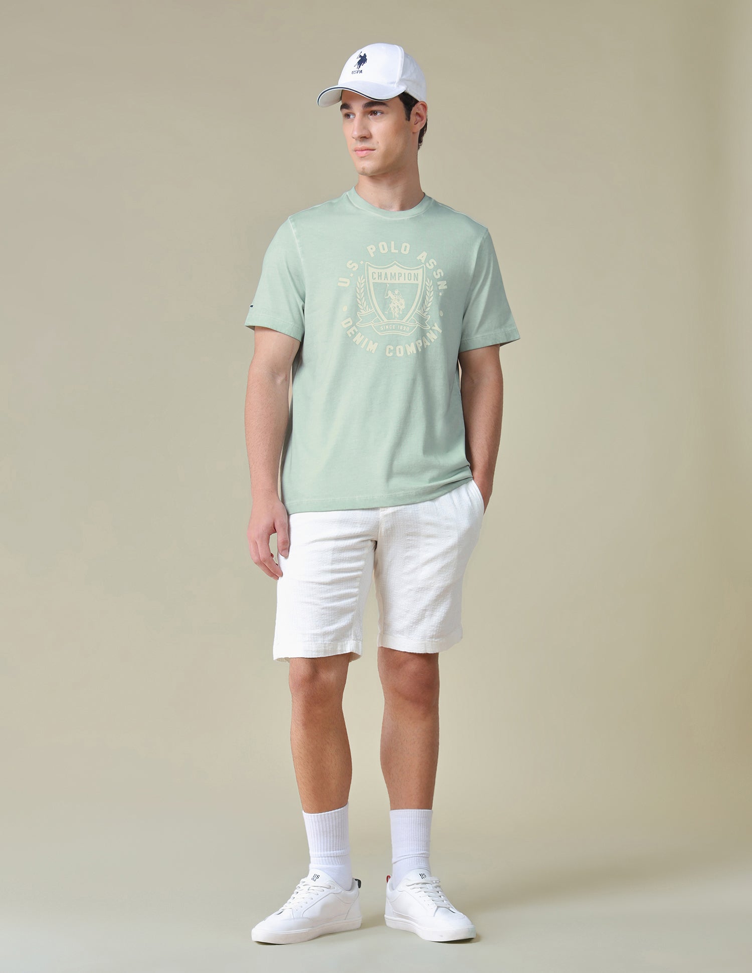 Graphic Brand Printed Relaxed Fit T-Shirt Green - U.S. Polo Assn. India | Large