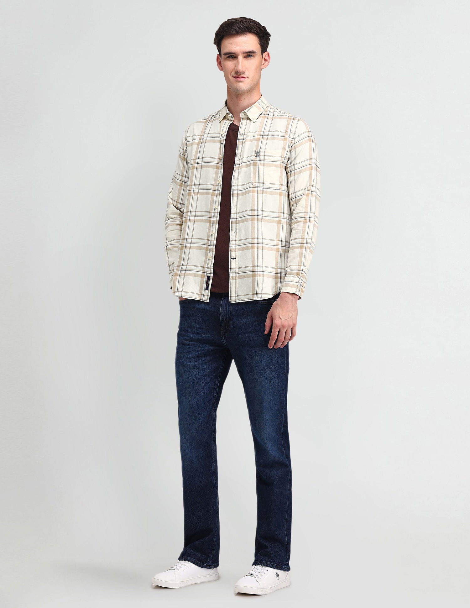 Tartan Check Pure Cotton Shirt Ecru - U.S. Polo Assn. India | Large