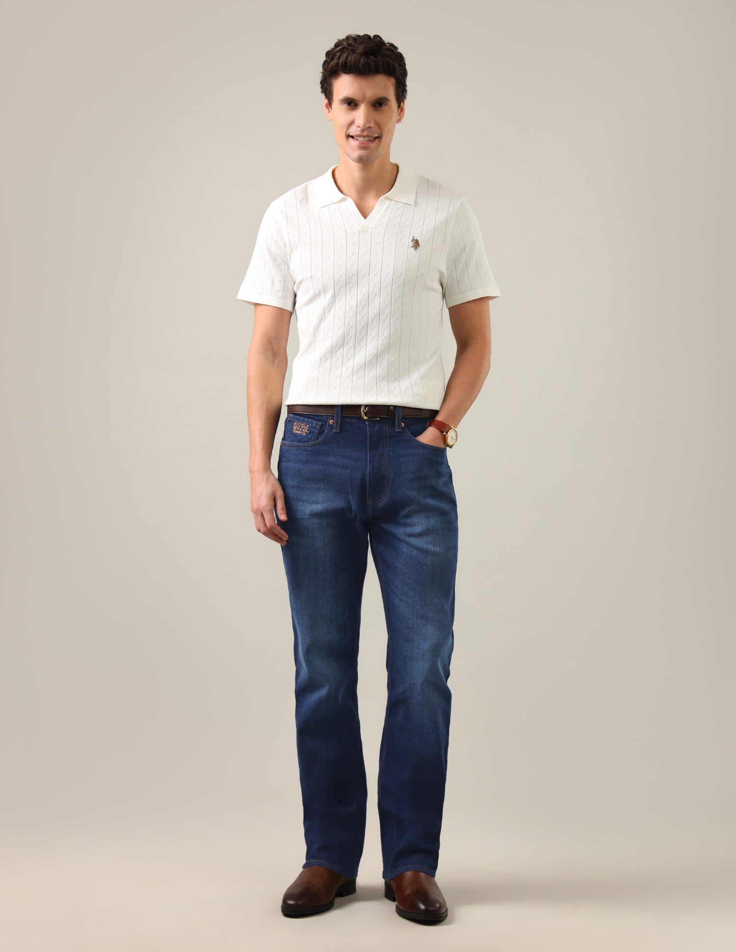 Connor Bootcut Fit Blue Jeans Blue - U.S. Polo Assn. India | Large