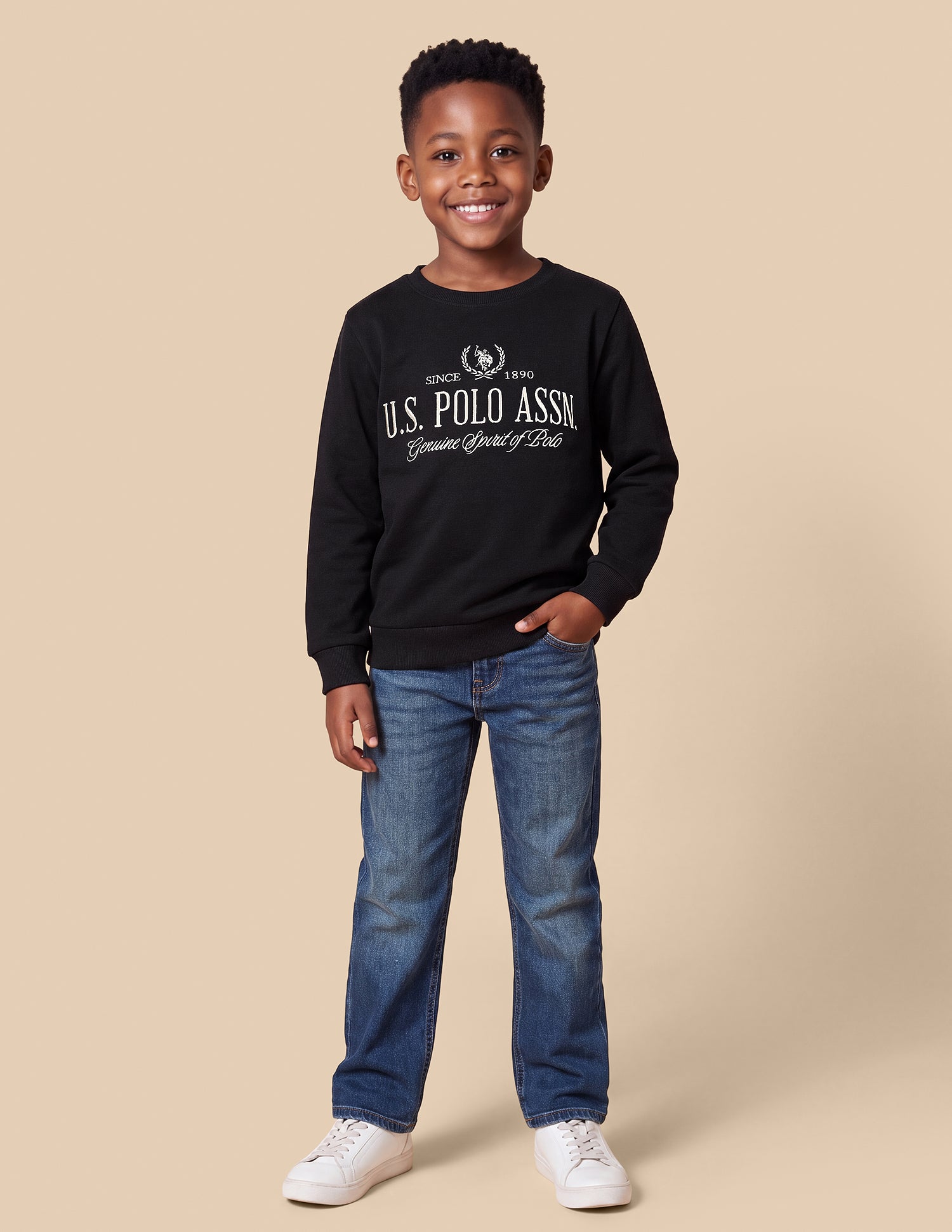 Brand Embroidered Regular Fit Sweatshirt Black - U.S. Polo Assn. India | Large