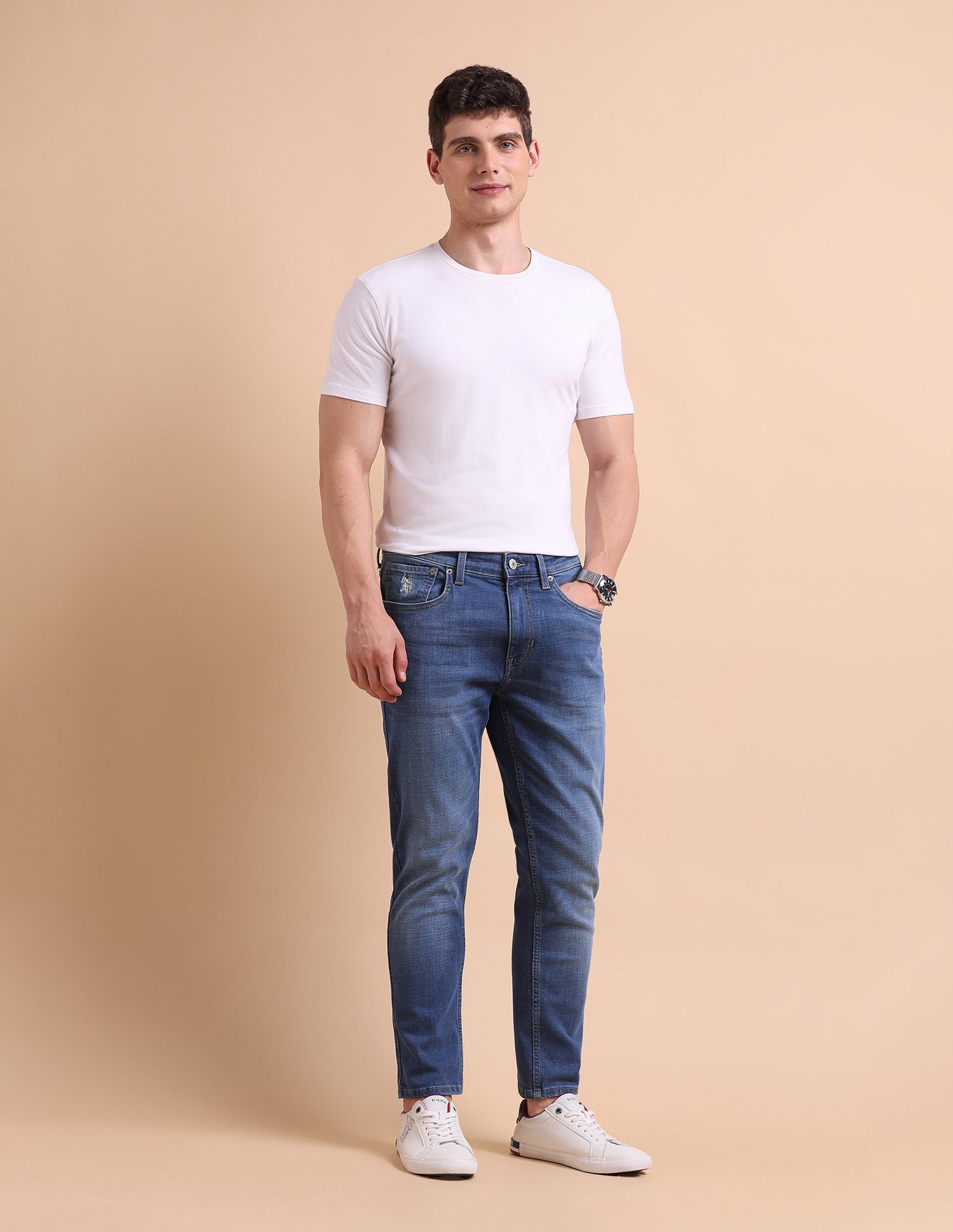 Cole Comfort Cropped Fit Blue Jeans Blue - U.S. POLO ASSN. | Large