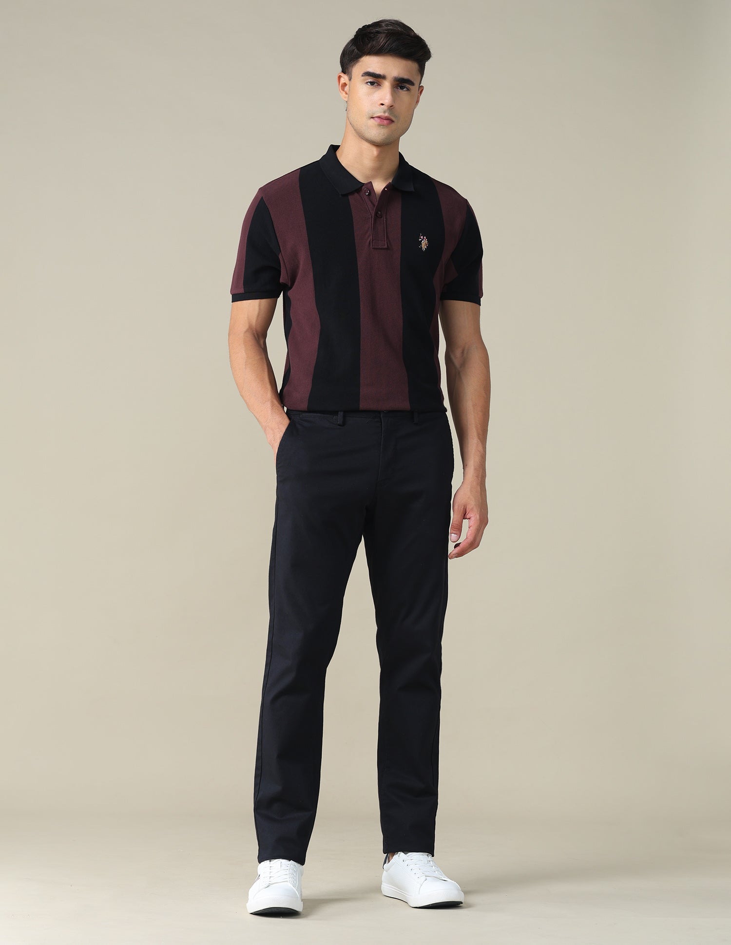 Vertical Striped Muscle Fit Polo Shirt Black - U.S. POLO ASSN. | Large