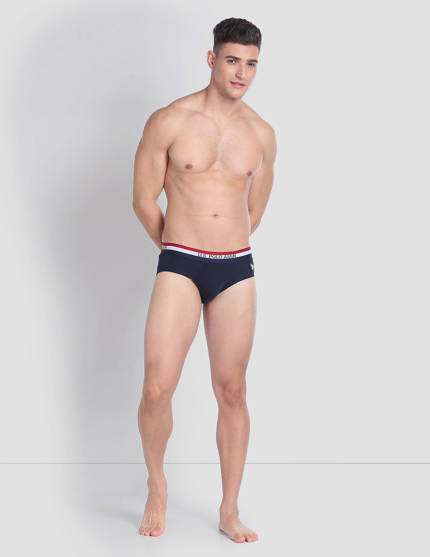 Elasticized Waist Solid EB002 Briefs  - Pack Of 3 Red, Navy And White - U.S. POLO ASSN. | Large