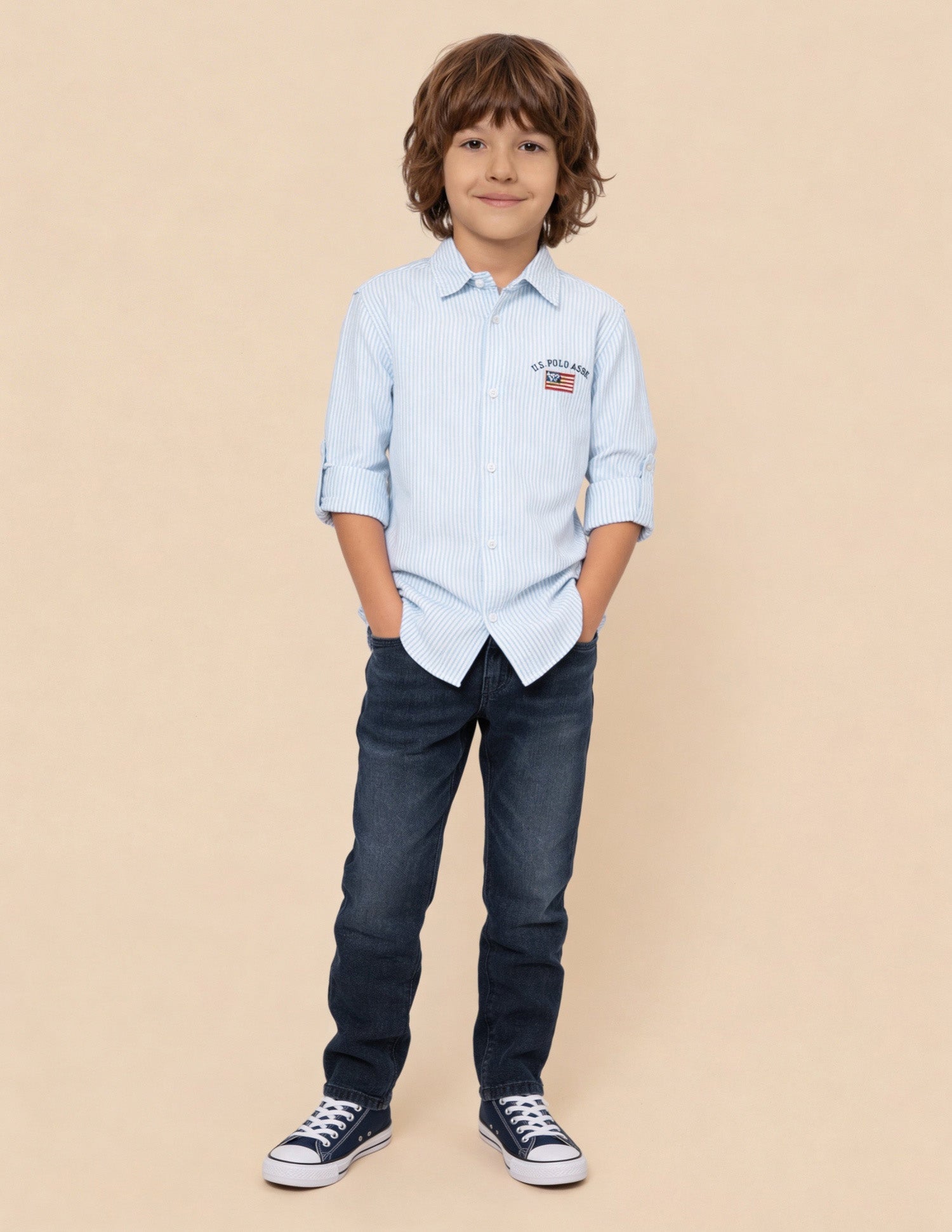 Vertical Striped Oxford Shirt Blue - U.S. Polo Assn. India | Large