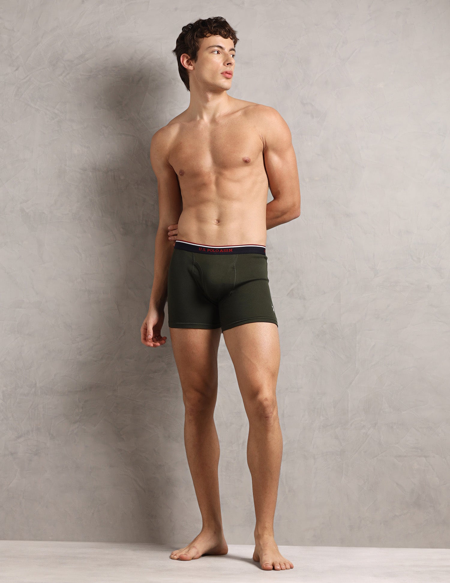 Breathable Soft Cotton I667-P1 Trunks - Pack Of 1 Olive - U.S. Polo Assn. India | Large