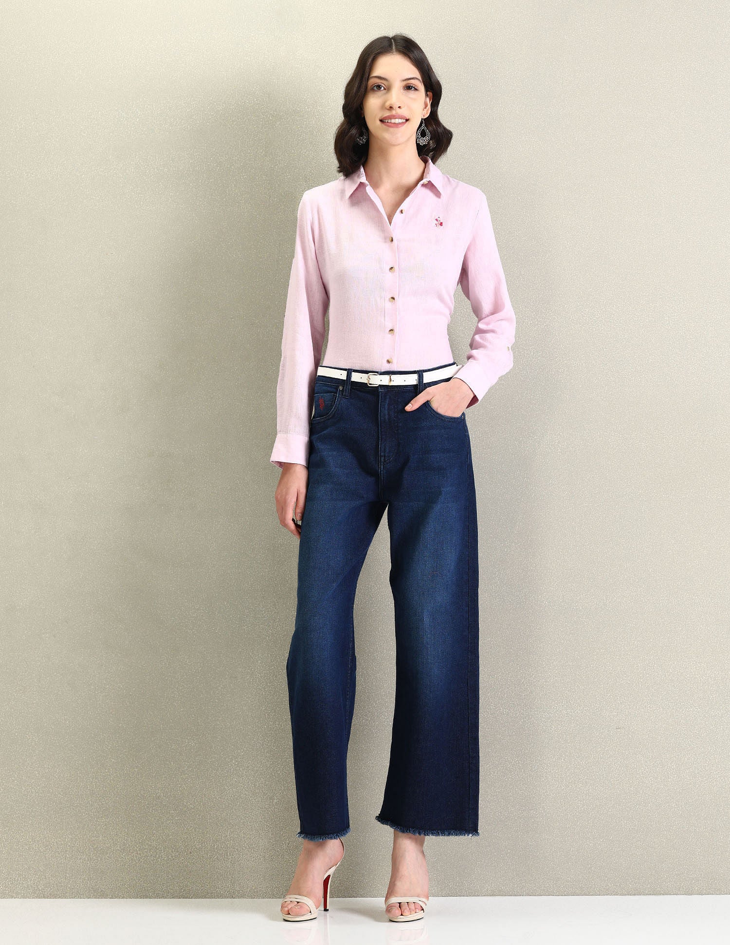 Spread Collar Linen Top Lavender - U.S. Polo Assn. India | Large