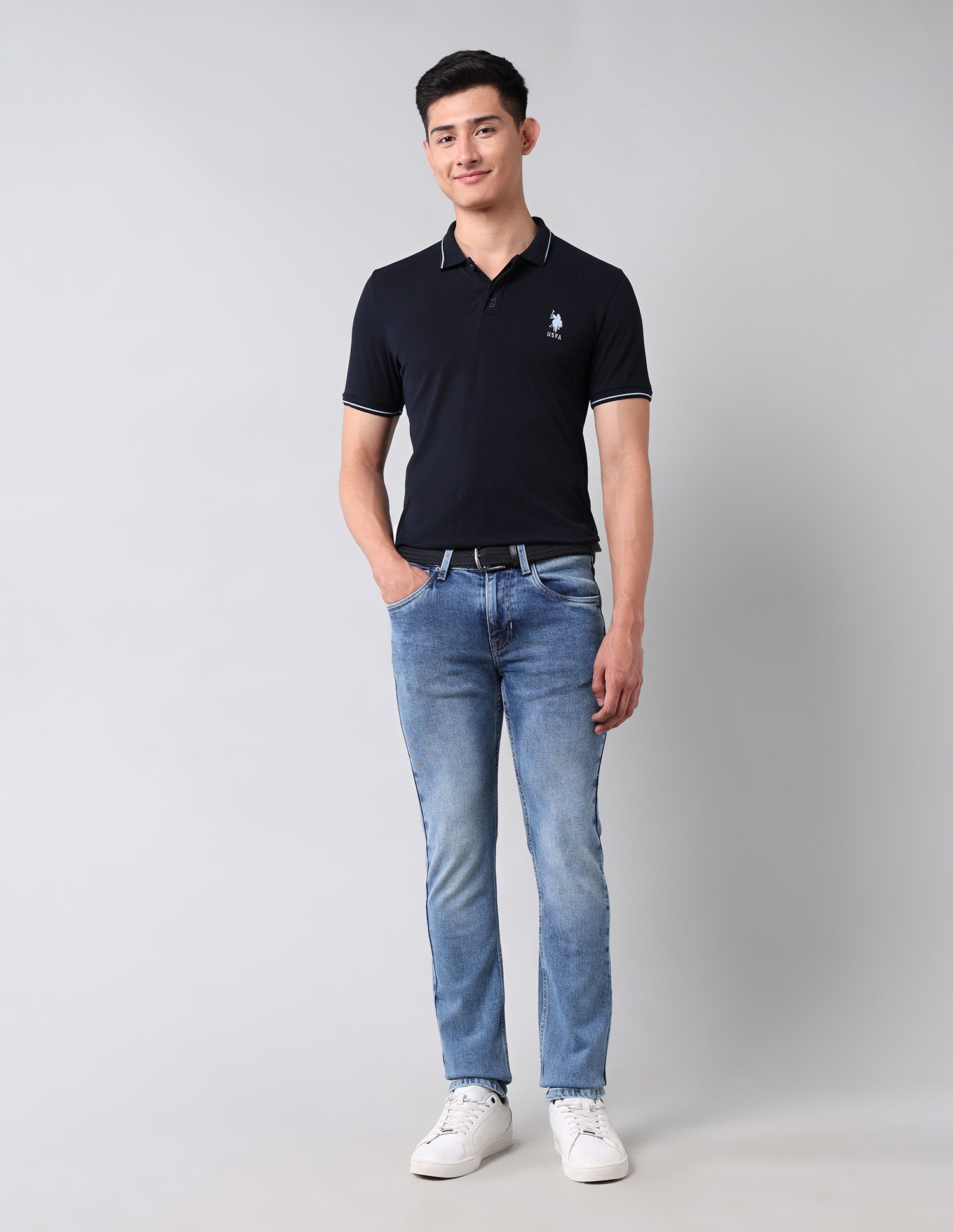 Regallo Skinny Fit Blue Jeans Light Wash - U.S. Polo Assn. India | Large