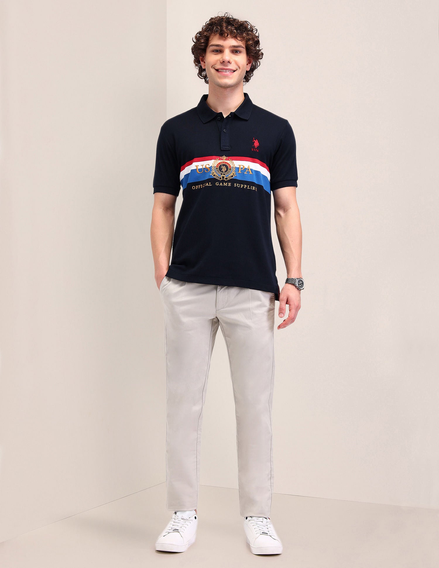 Printed Slim Fit Polo Shirt Blue - U.S. POLO ASSN. | Large