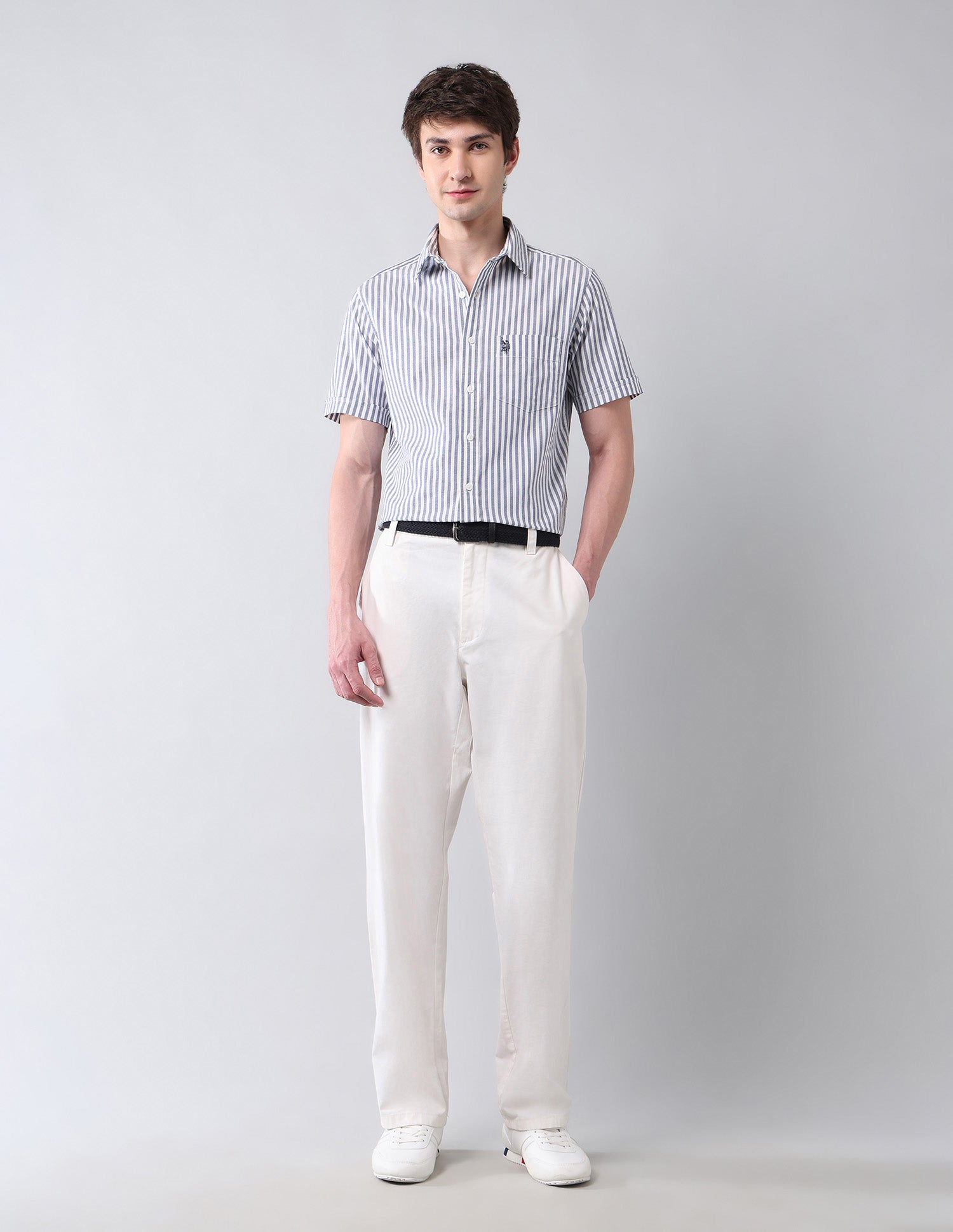 Vertical Striped Tailored Fit Shirt Dark Blue - U.S. Polo Assn. India | Large