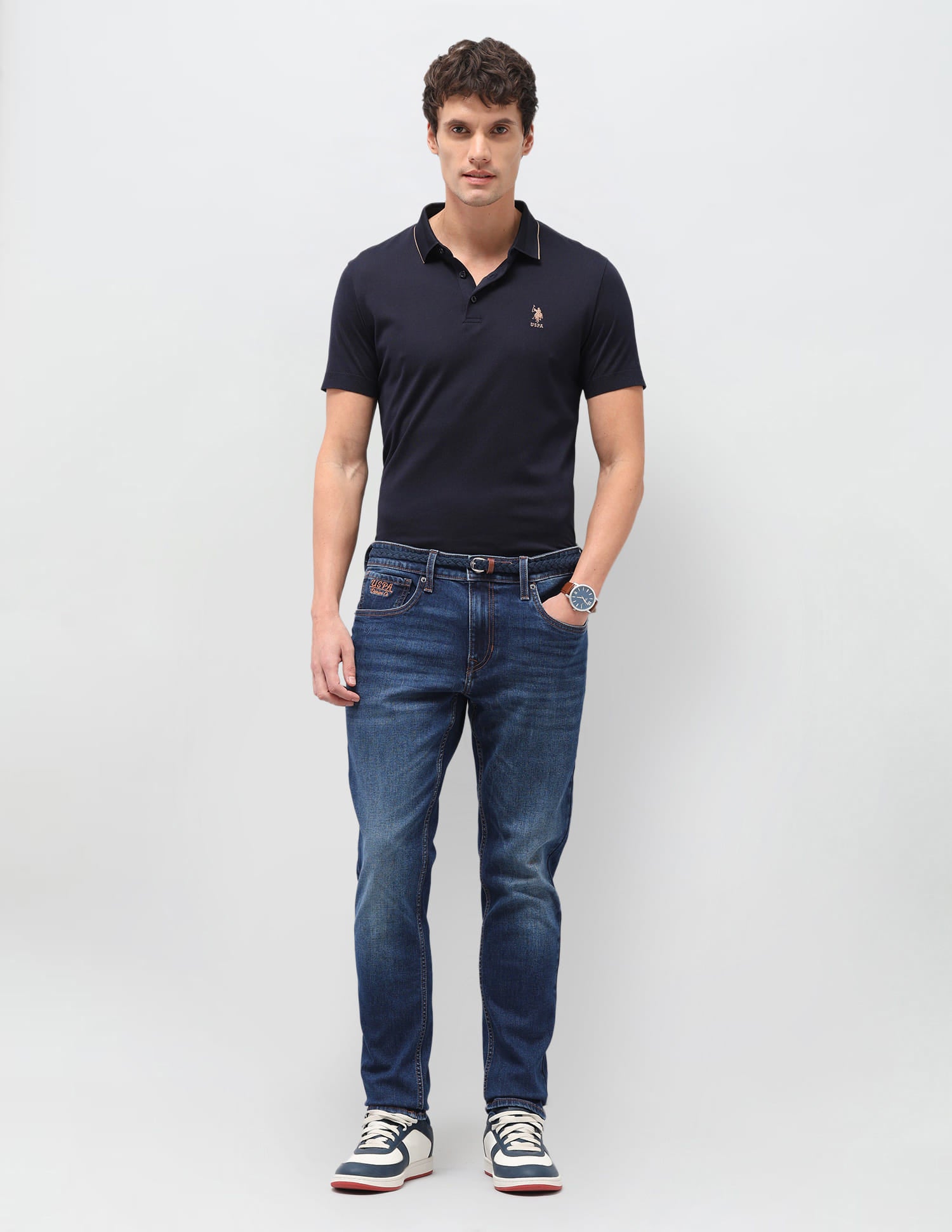 Solid Slim Fit Jeans Blue - U.S. Polo Assn. India | Large