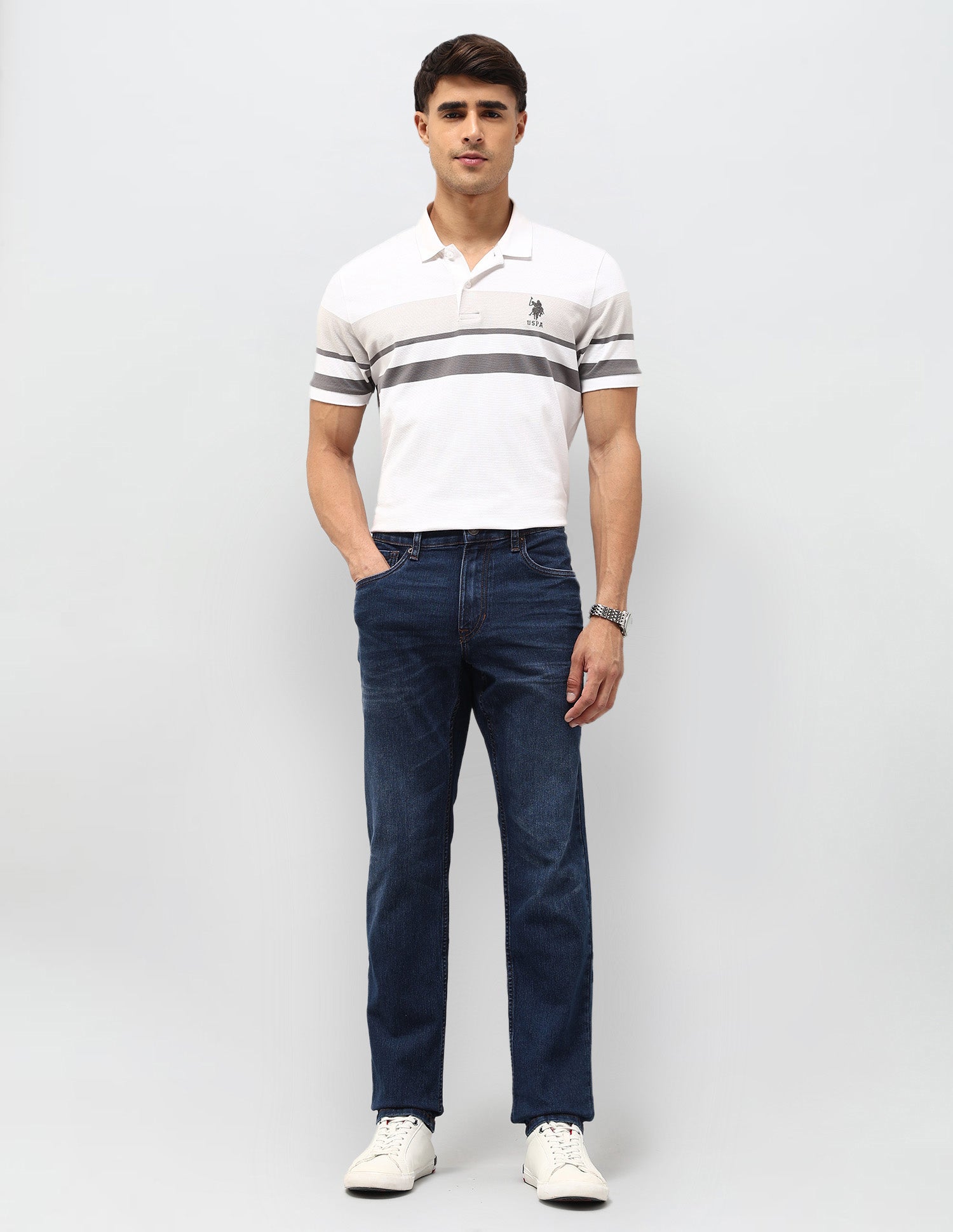 Brandon Slim Tapered Fit Blue Jeans Blue - U.S. POLO ASSN. | Large