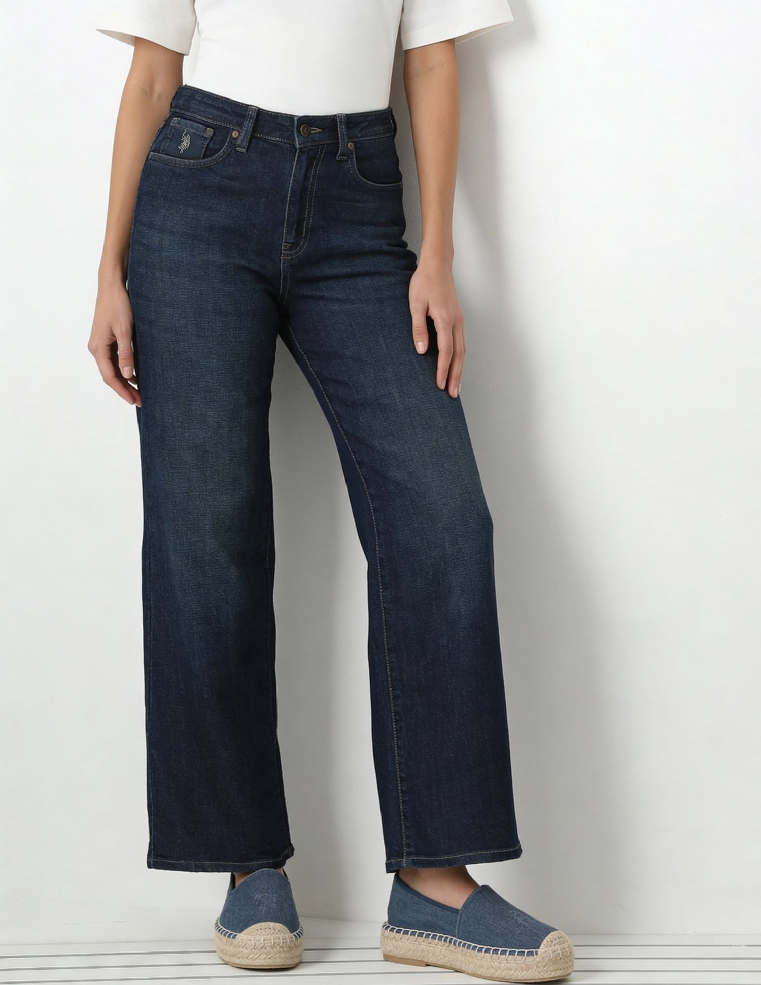High Rise Straight Fit Jeans Dark Blue - U.S. Polo Assn. India | Large