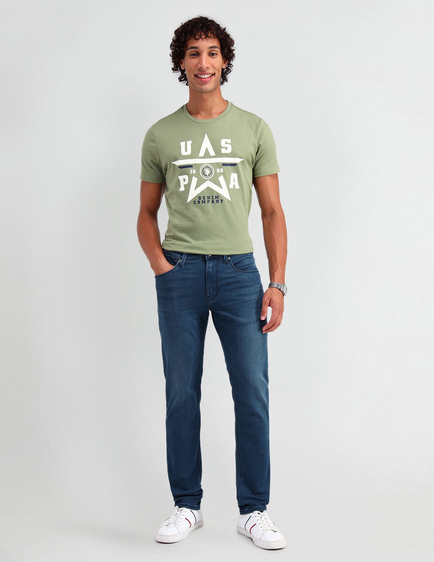 Brandon Slim Tapered Fit Blue Jeans Blue - U.S. Polo Assn. India | Large