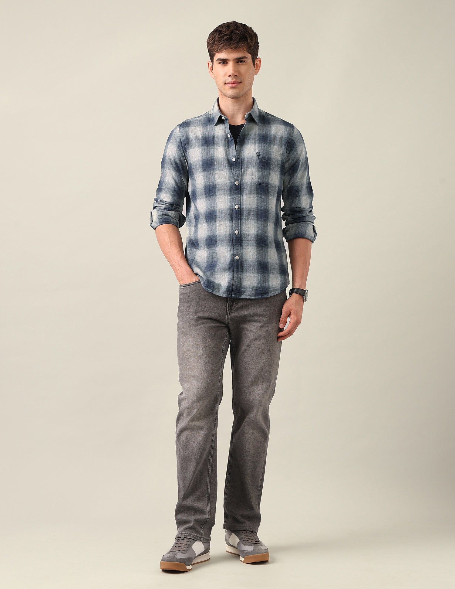 Plaid Checked Twill Shirt Teal - U.S. Polo Assn. India | Large