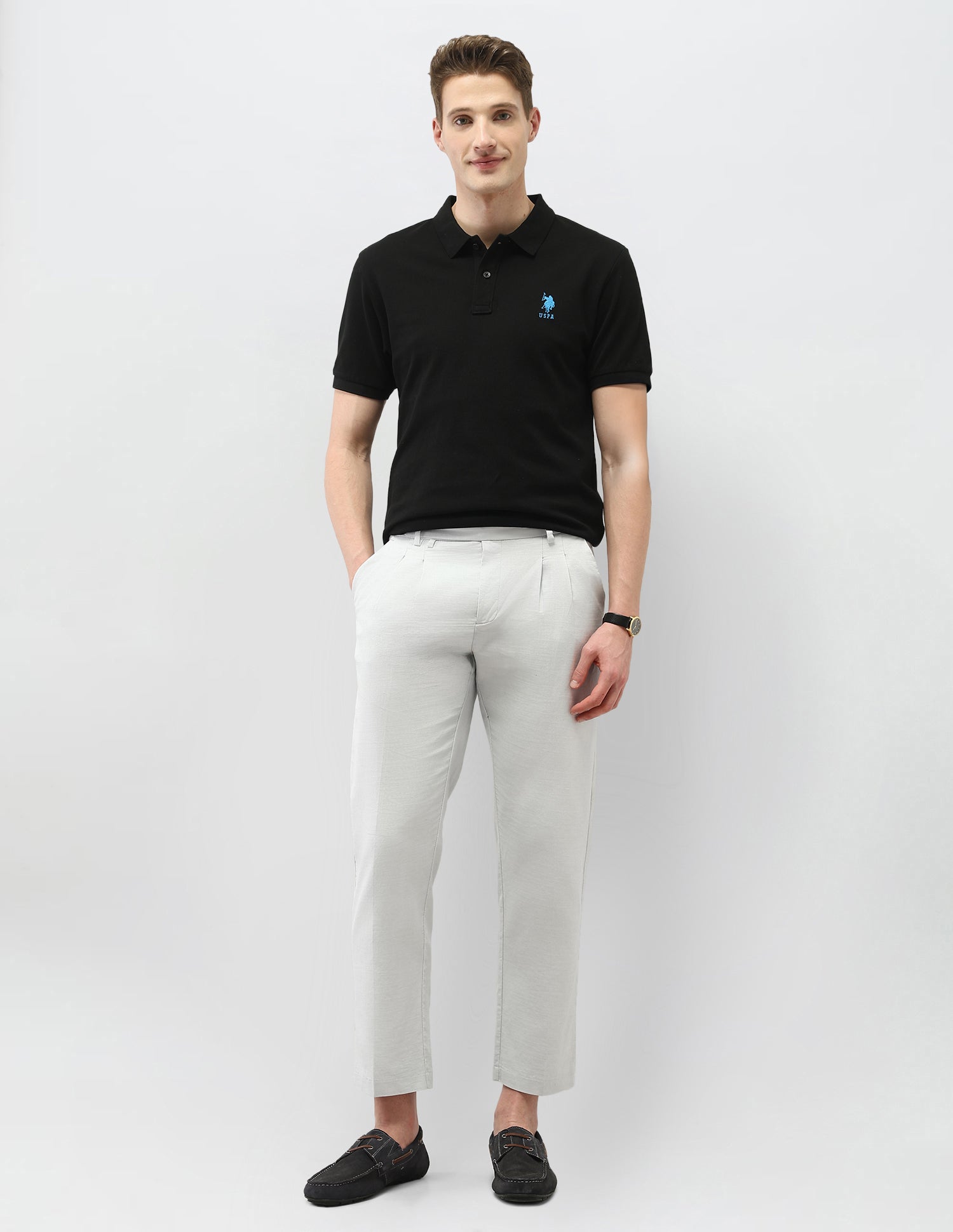 Solid Slim Fit Polo Shirt Black - U.S. Polo Assn. India | Large