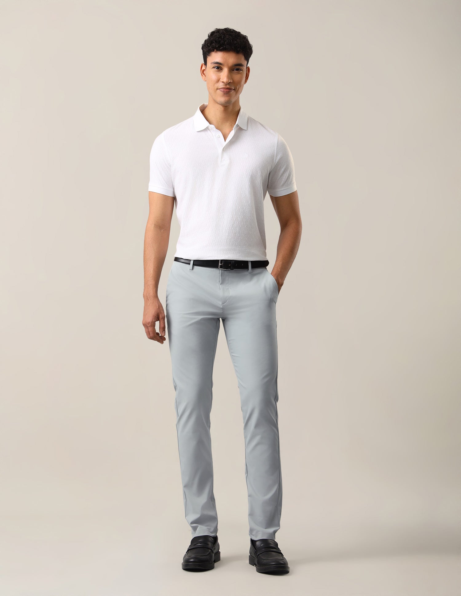 Austin Slim Fit Mid Rise Trousers Light Grey - U.S. Polo Assn. India | Large