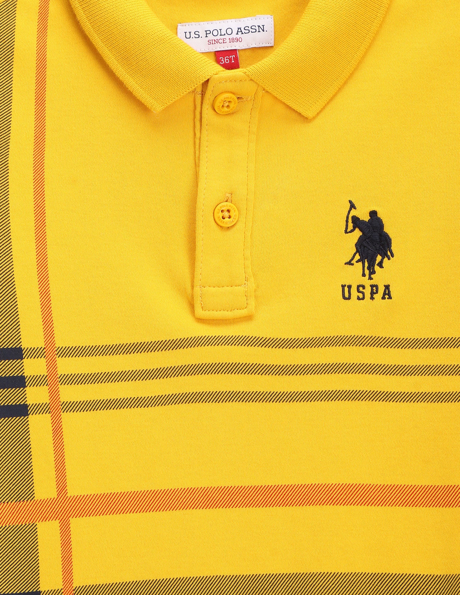 Boys Placement Striped Polo Shirt Dark Yellow - U.S. POLO ASSN. | Large