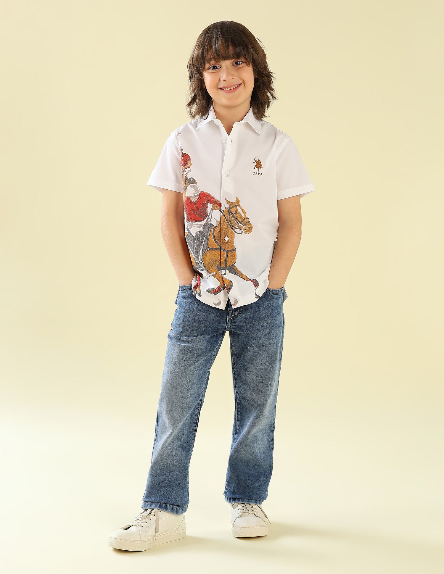 Graphic Brand Printed Regular Fit Shirt White - U.S. Polo Assn. India | Large