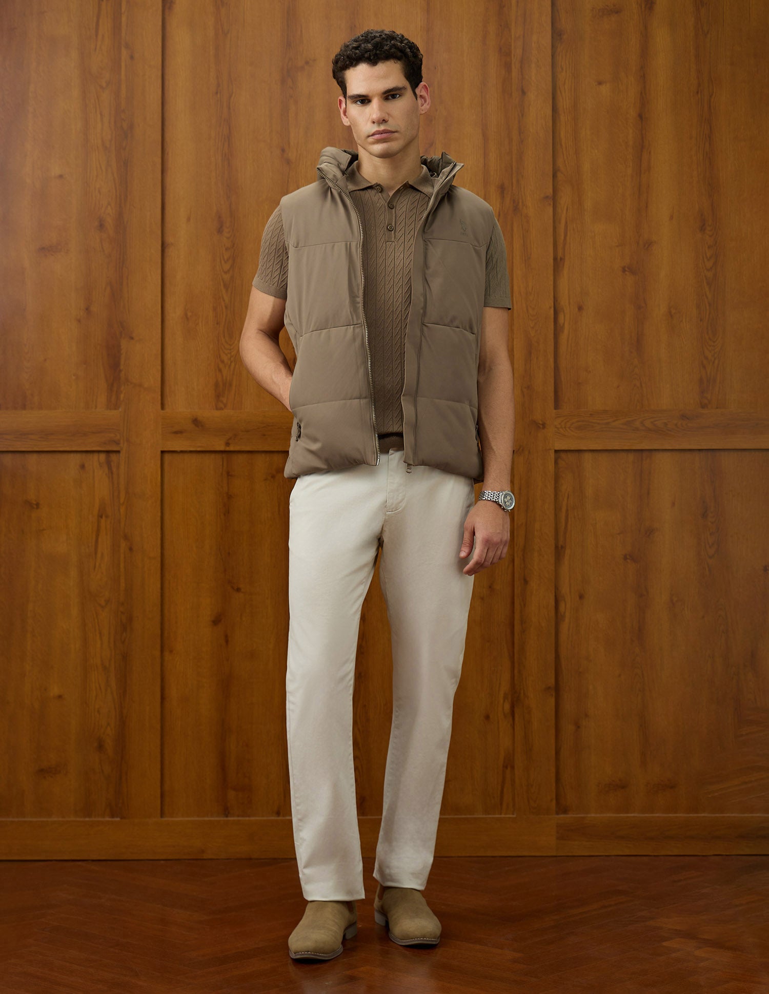 Equestrian Aisle Theater Puffer Jacket Tan - U.S. POLO ASSN. | Large