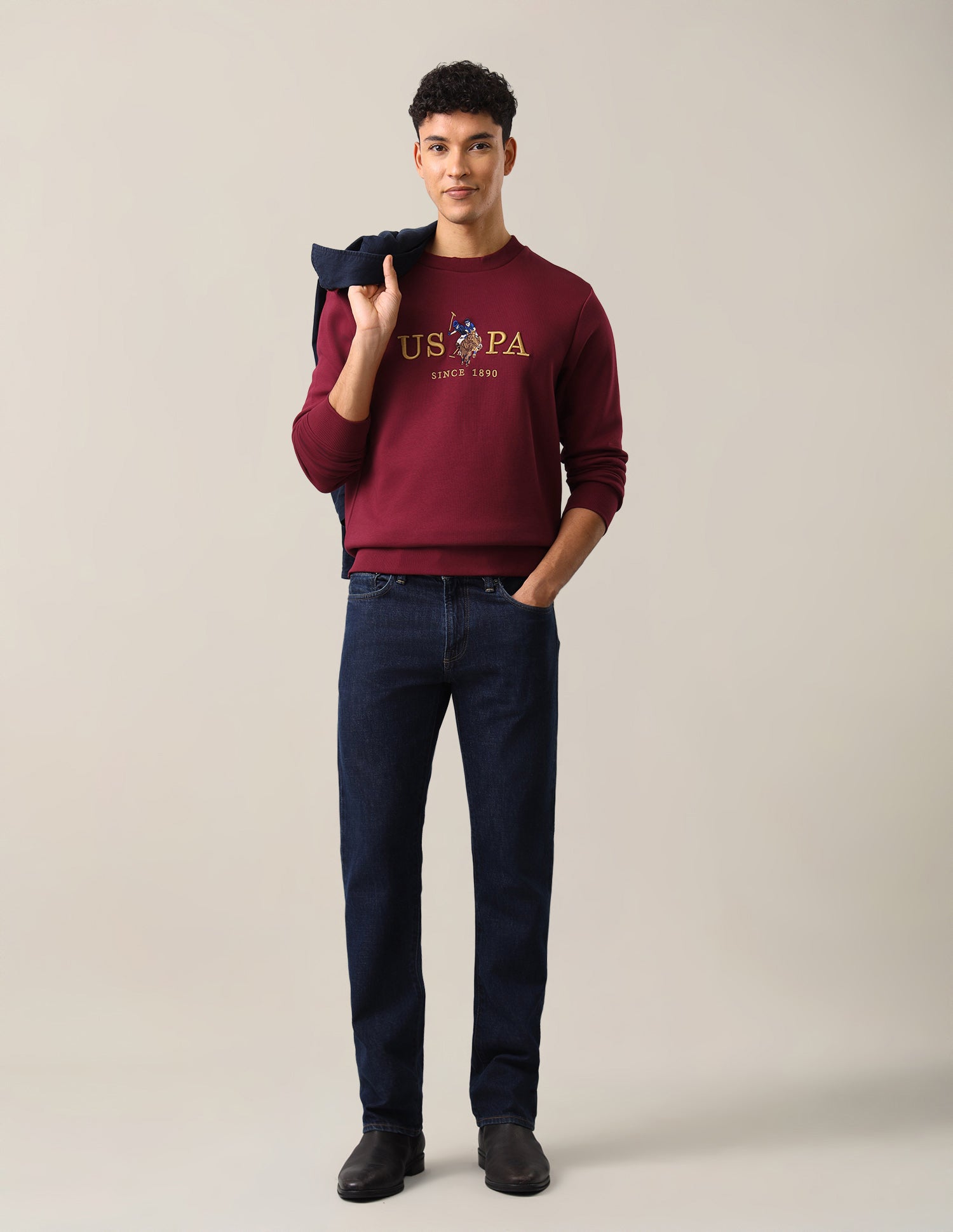 Slim Fit Brand Embroidered Sweatshirt Red - U.S. Polo Assn. India | Large