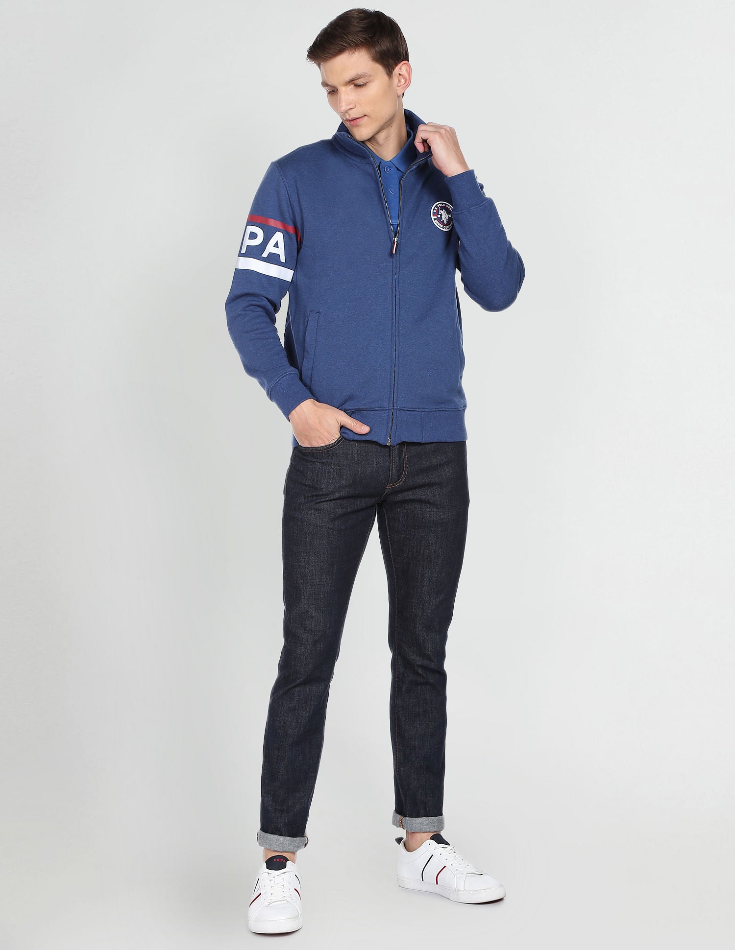 High Neck Heathered Sweatshirt Navy - U.S. POLO ASSN. | Large