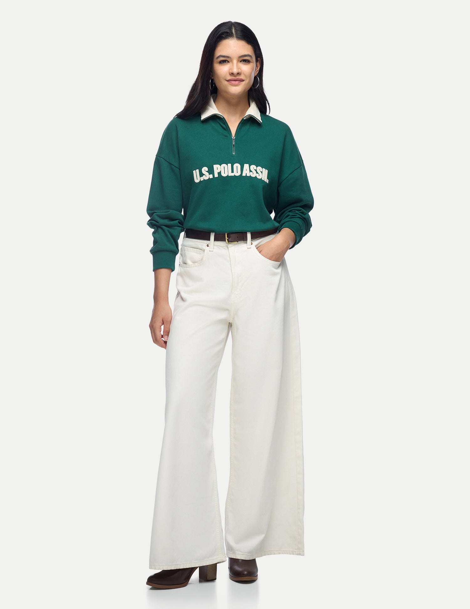 Brand Applique Relaxed Fit Sweatshirt Dark Green - U.S. Polo Assn. India | Large