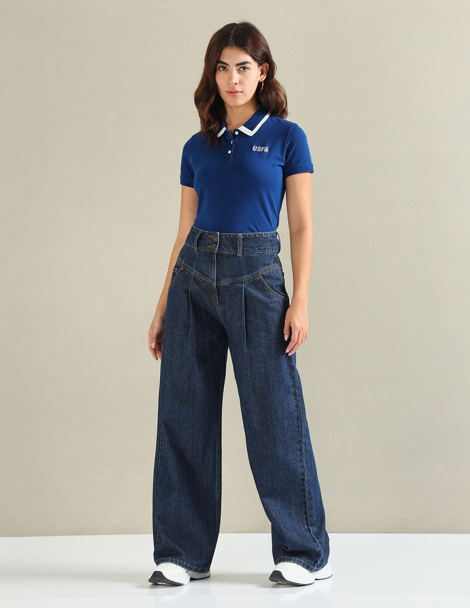 Cotton Stretch Tipped Polo Shirt Blue - U.S. POLO ASSN. | Large