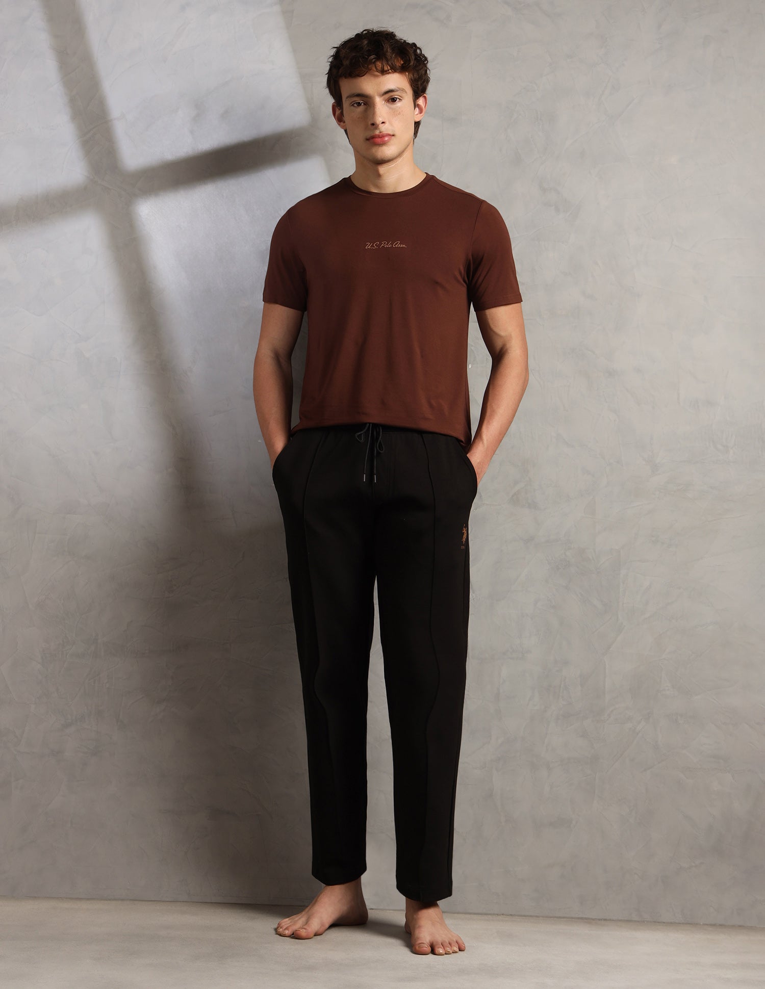 Cotton Stretch Mid Rise PR002-PL Lounge Pants - Pack Of 1 Black - U.S. Polo Assn. India | Large