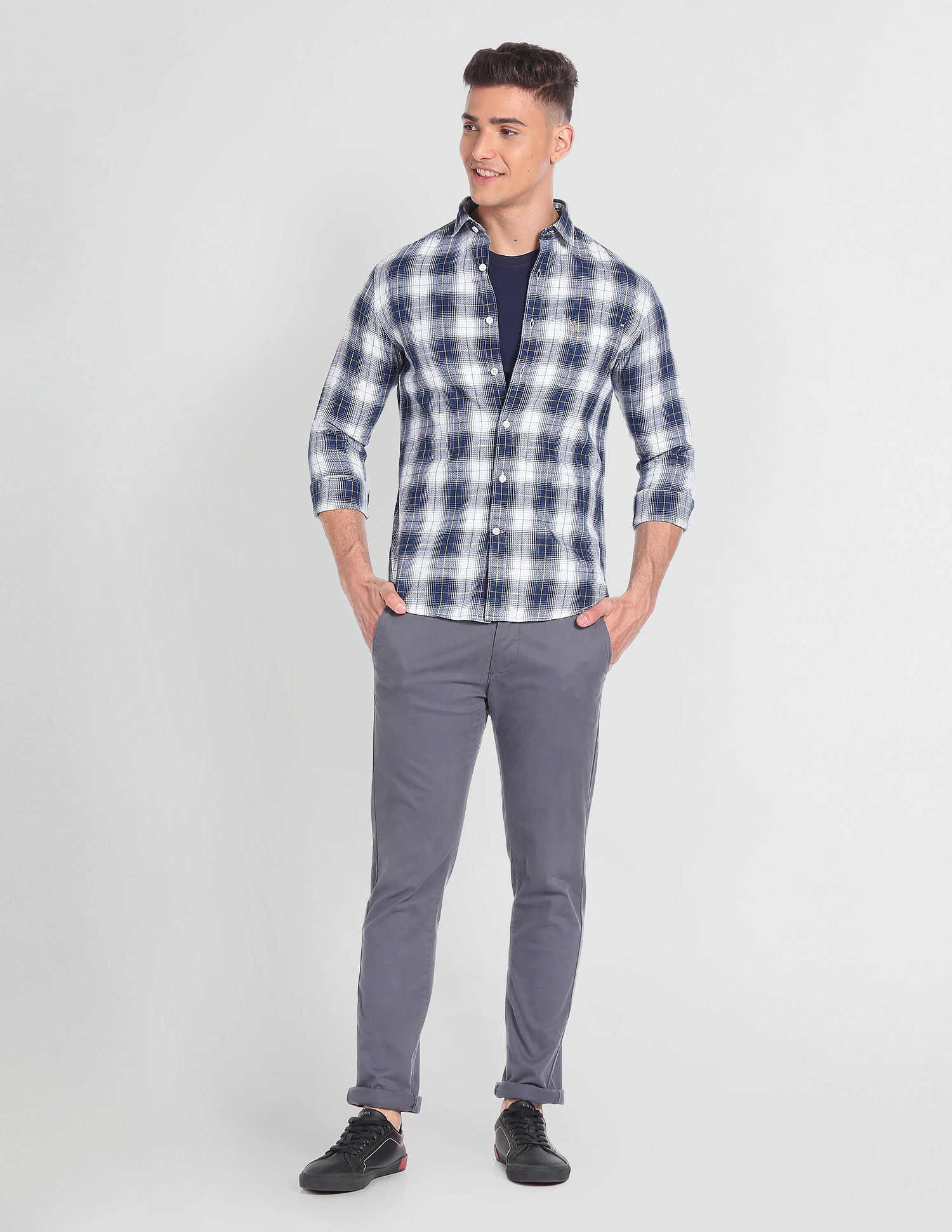 Dupplin Check Twill Shirt Indigo - U.S. POLO ASSN. | Large