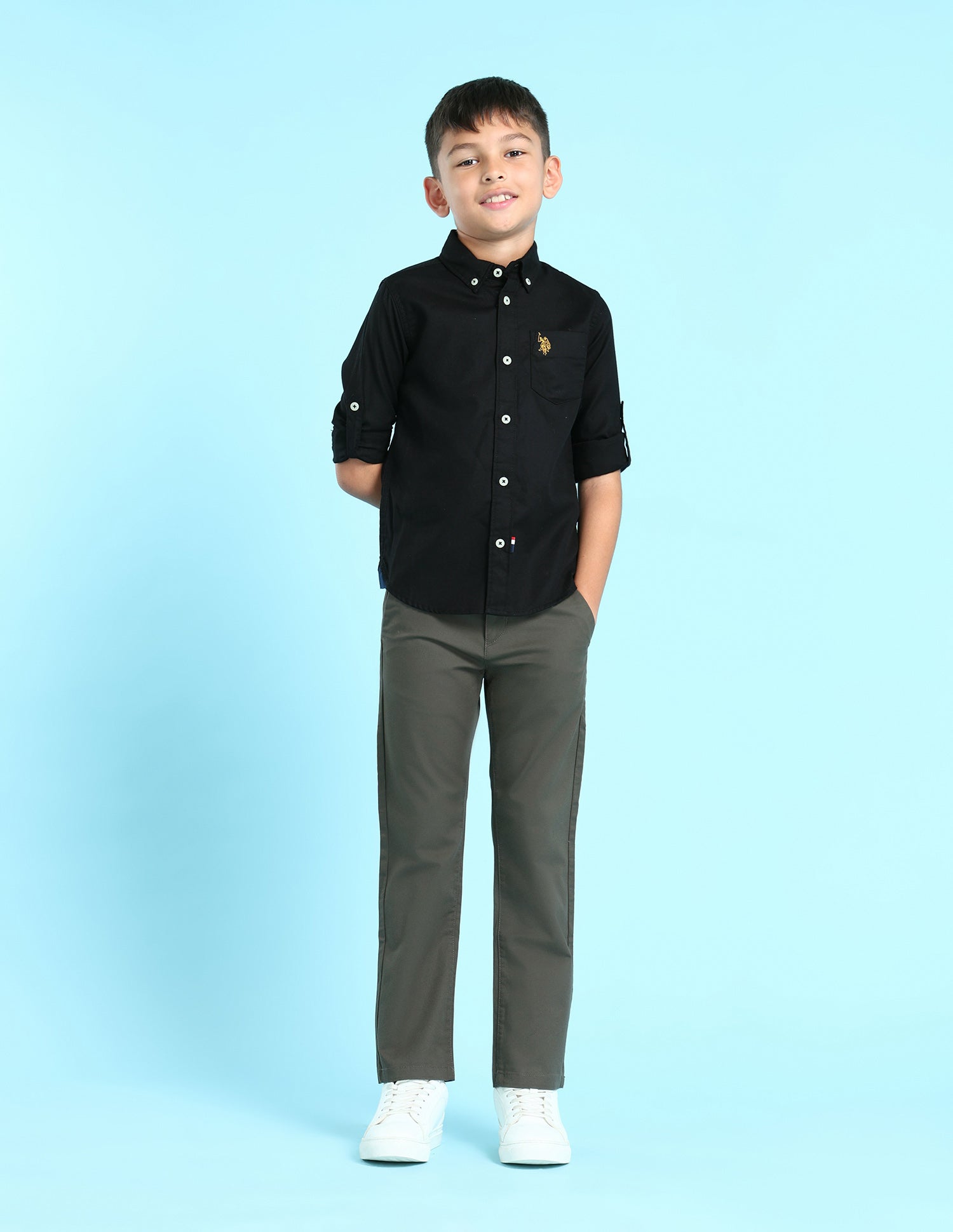 Dobby Cotton Shirt Black - U.S. POLO ASSN. | Large