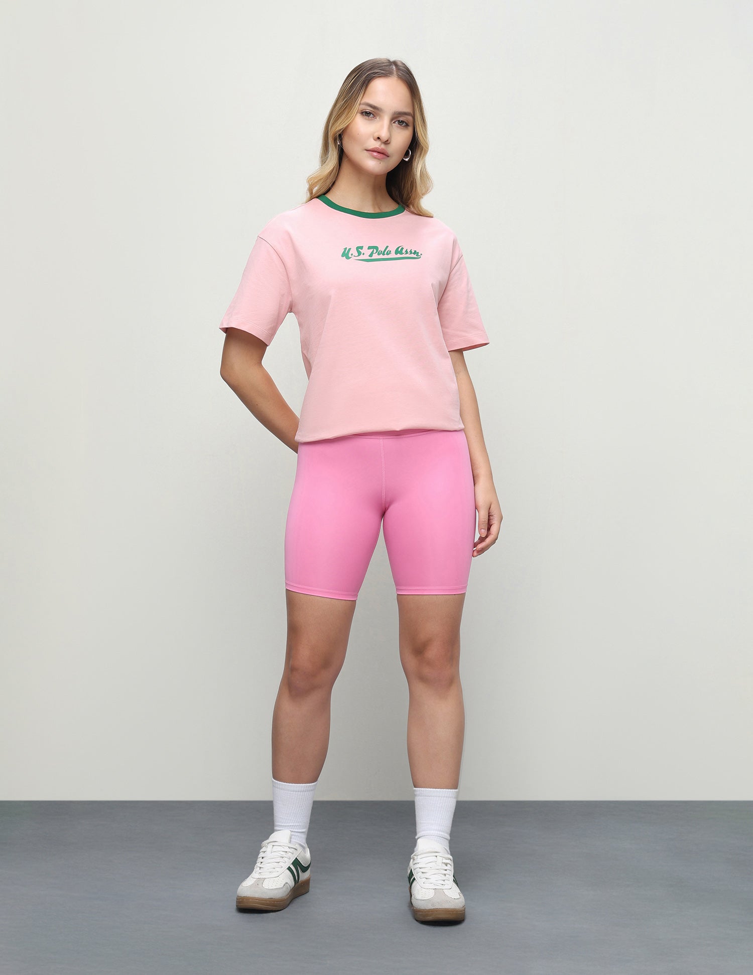 Brand Printed Oversized Fit T-Shirt Light Pink - U.S. Polo Assn. India | Large