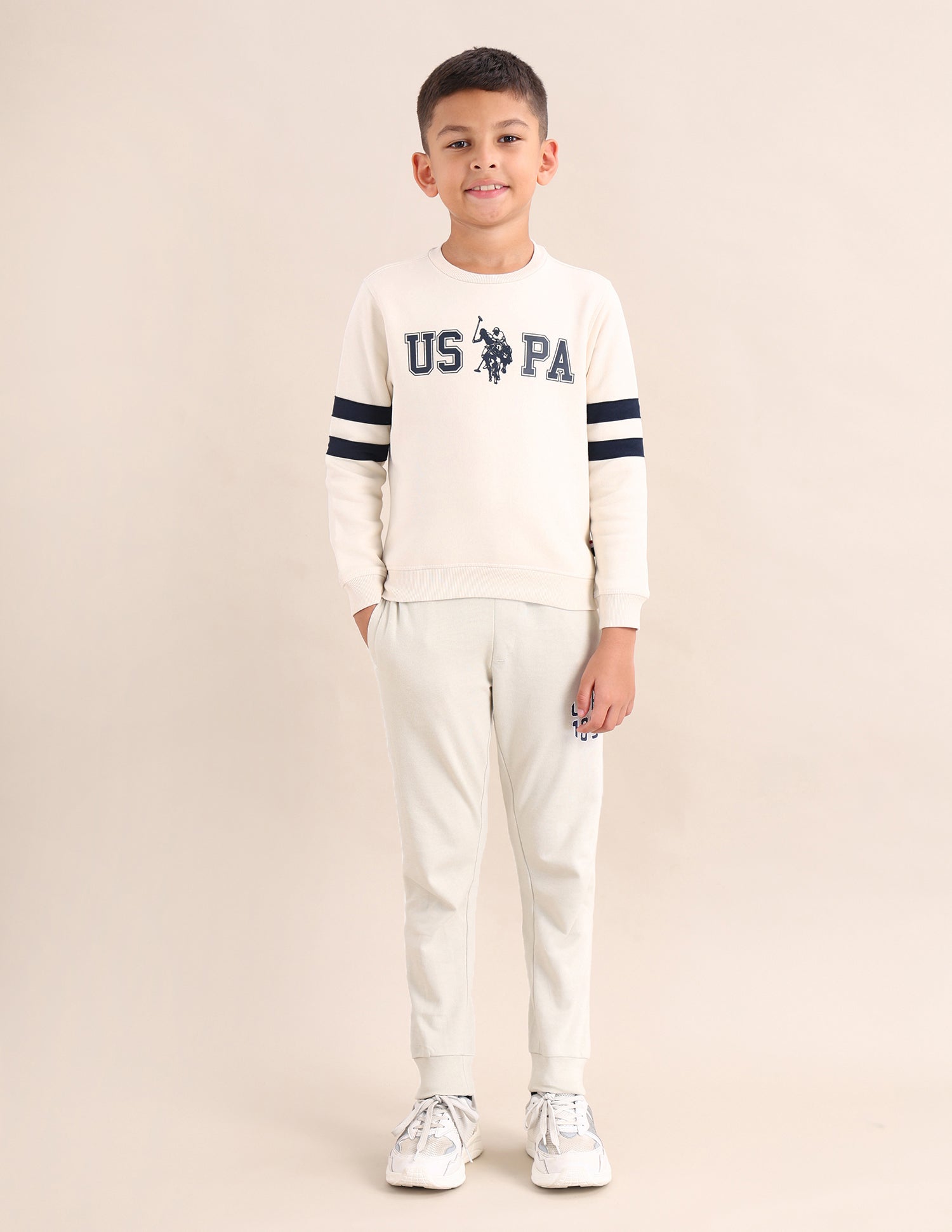 Boys Brand Printed Regular Fit Sweatshirt White - U.S. POLO ASSN. | Large