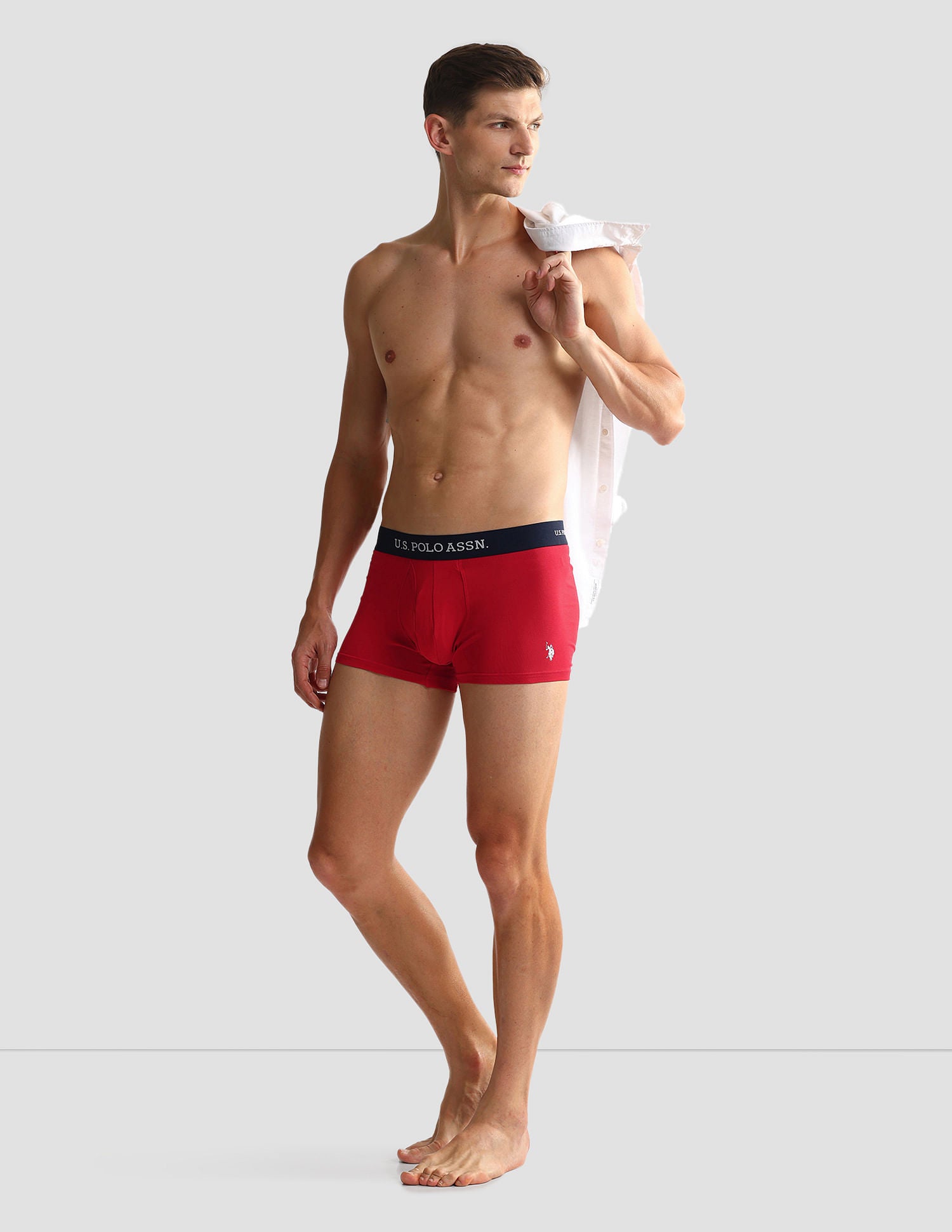 Elastic Waistband Ribbed Solid OET011 Trunks - Pack Of 2 Red and Navy - U.S. POLO ASSN. | Large