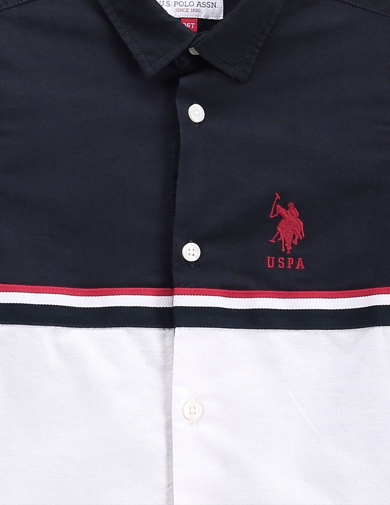 Boys Cutaway Collar Color Block Shirt Navy - U.S. POLO ASSN. | Large