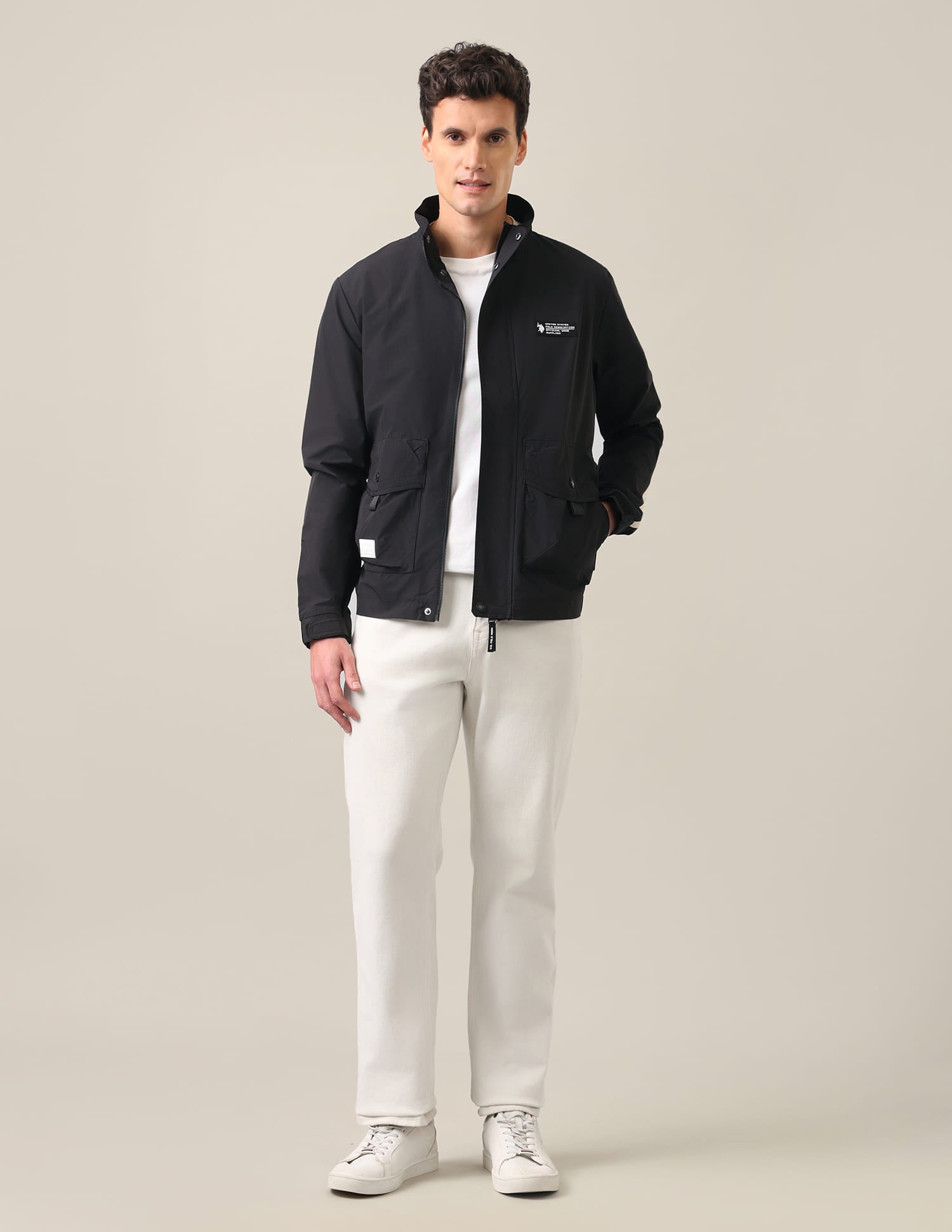 Regular Fit Solid Casual Jacket Black - U.S. Polo Assn. India | Large