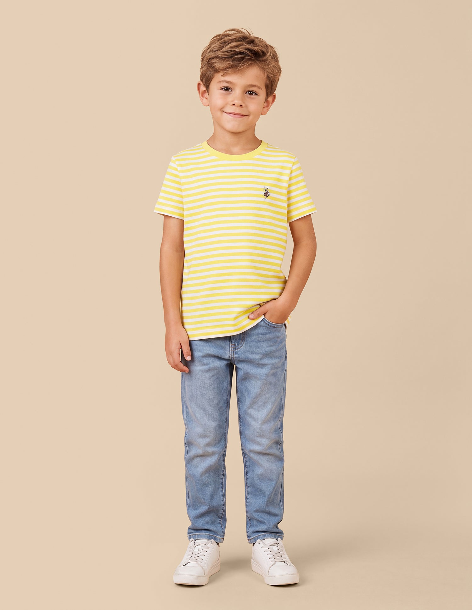 Horizontal Striped Regular Fit T-Shirt Yellow - U.S. Polo Assn. India | Large